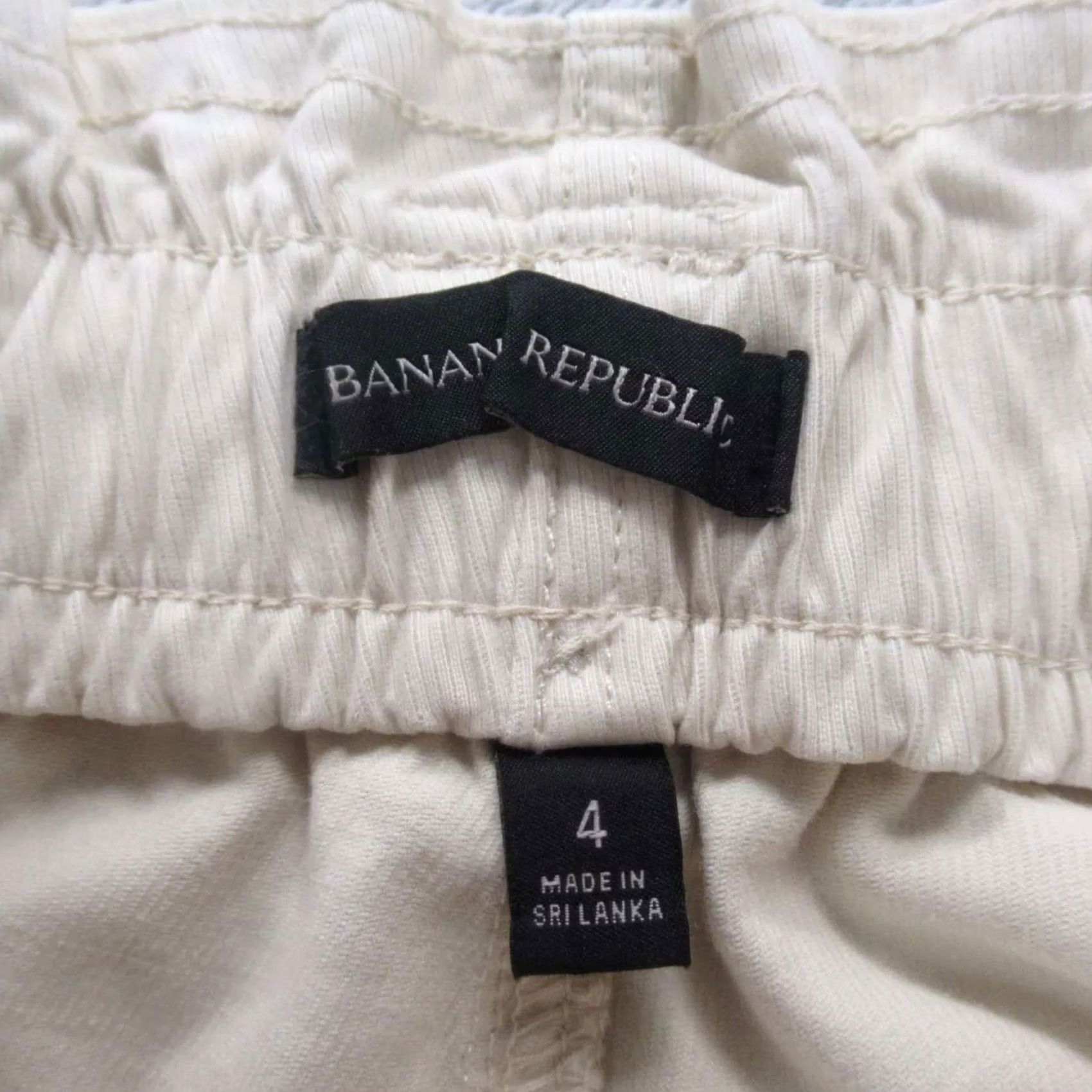 Banana Republic Banana Republic Cargo Pants Women 4 Cream Belted Elastic Straight High Rise 26x29 Size 27" / US 4 / IT 40 - 3 Thumbnail