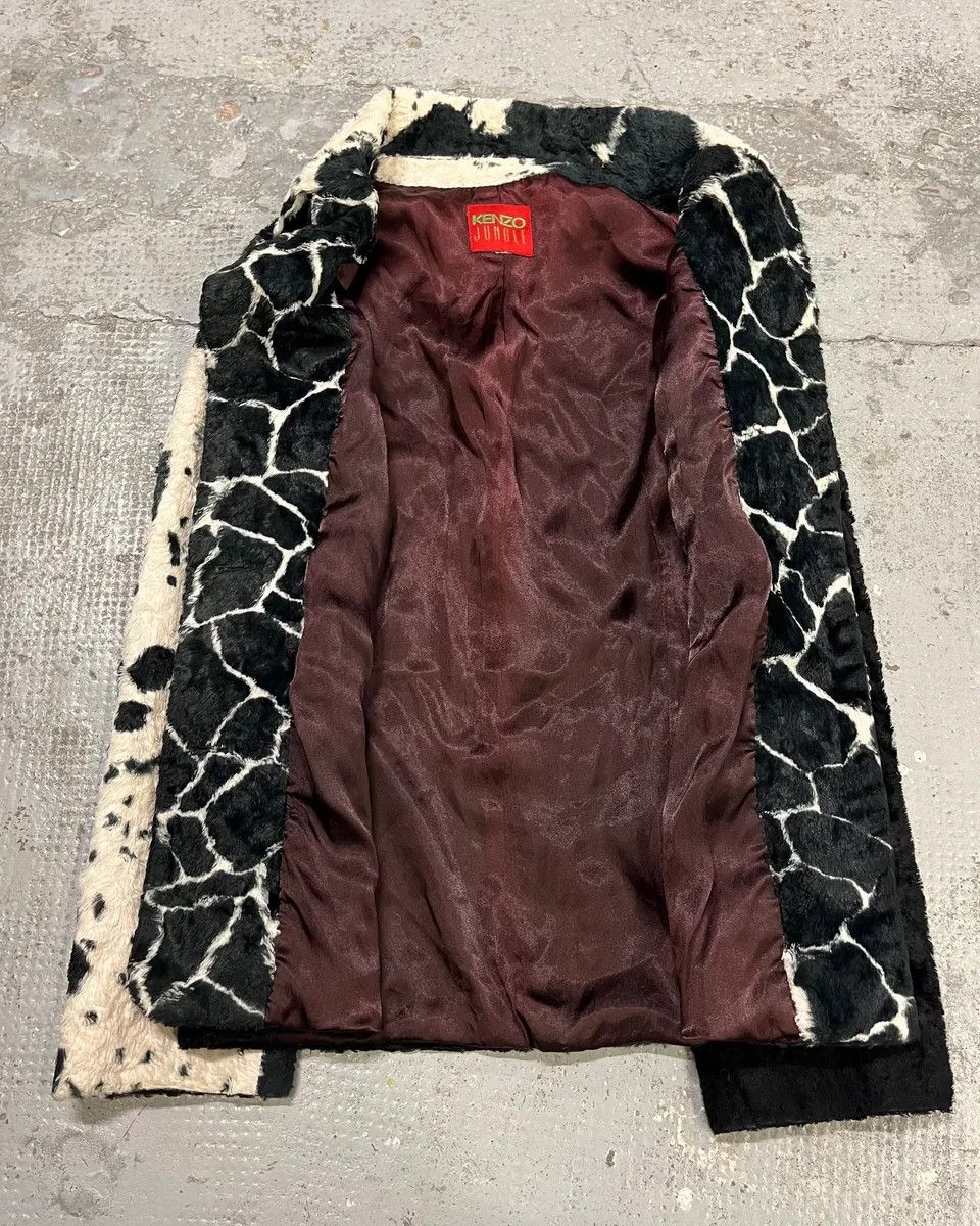 Kenzo 1990s Kenzo Black & Cream Animal Print Faux Fur Blazer Jacket Size S / US 4 / IT 40 - 8 Thumbnail