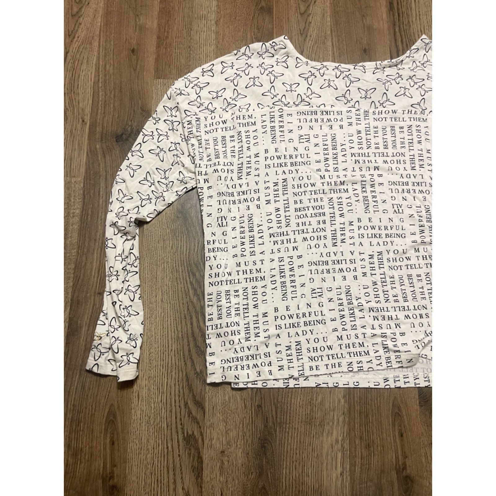 Vintage VINTAGE Laila Ali Shirt Women’s Medium White Black Allover Print Long Sleeve Size M / US 6-8 / IT 42-44 - 3 Thumbnail