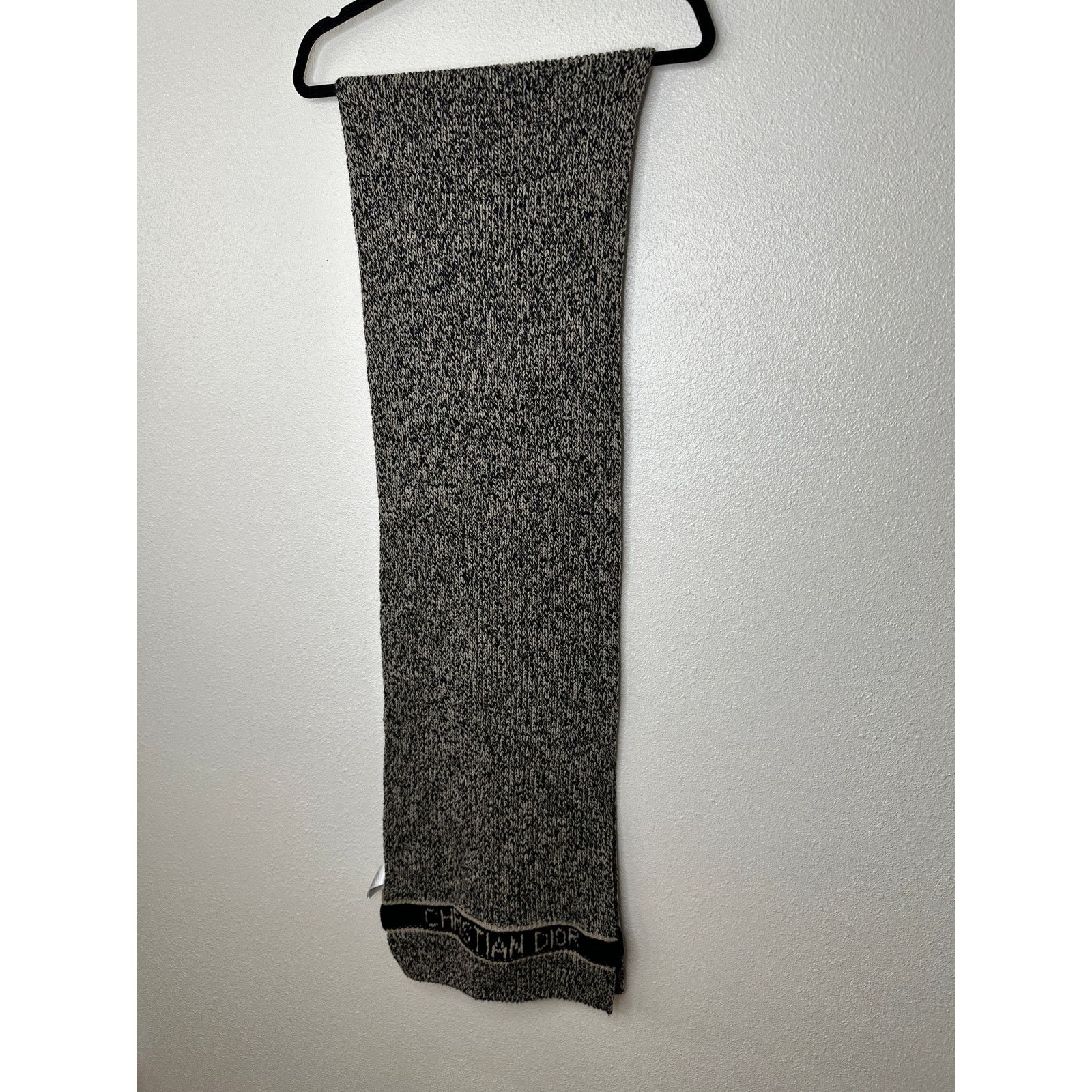 Christian Dior Monsieur Christian Dior Beige Black Marled Wool Cashmere Blend Scarf Size ONE SIZE - 13 Thumbnail