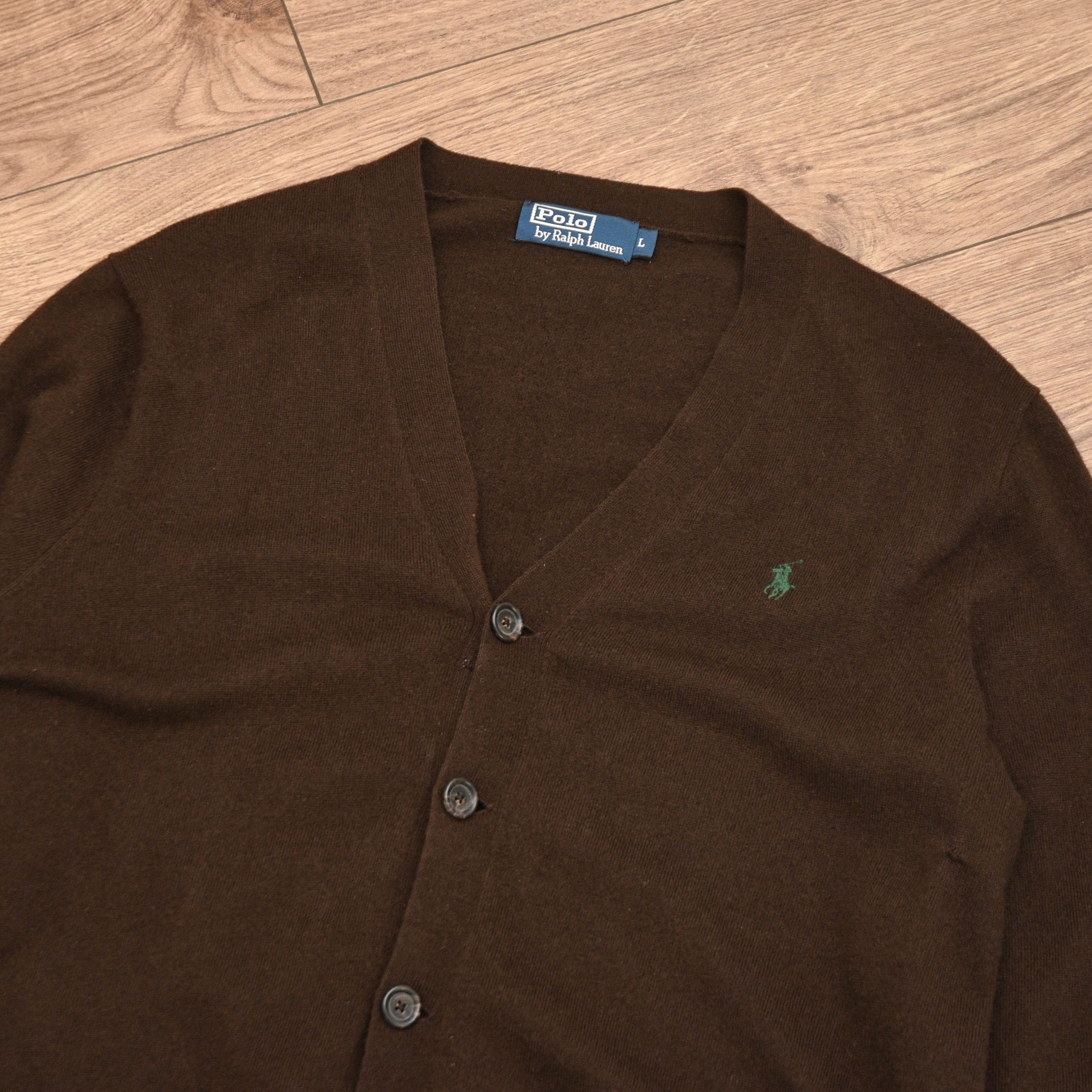 Polo Ralph Lauren Vintage POLO Ralph Lauren Merino Wool Brown Cardigan Old Size US L / EU 52-54 / 3 - 7 Thumbnail