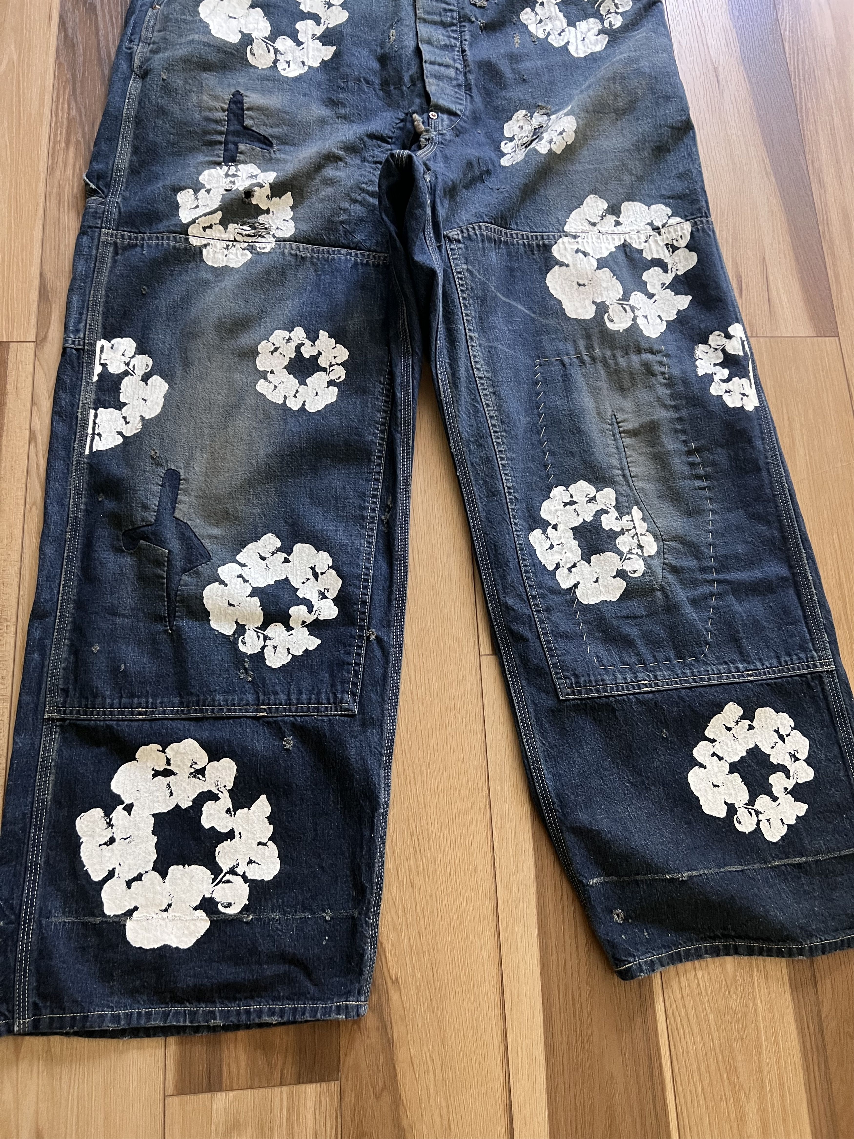 DENIM TEARS × Saint Michael Denim Tears Saint Michael Cotton Wreath Denim Overalls Size US 34 / EU 50 - 4 Thumbnail