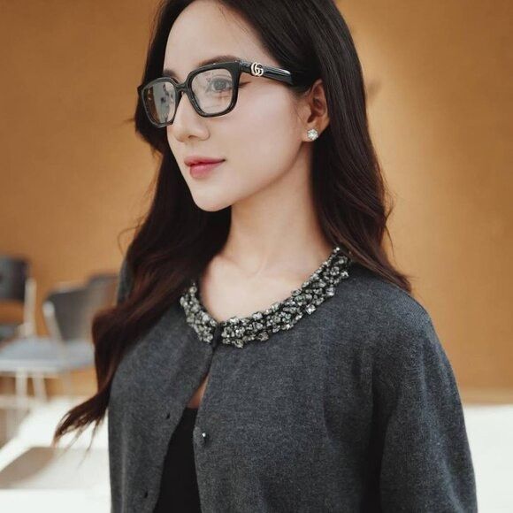 Gucci Gucci GG1536O 011 Eyeglasses Navy Blue 53mm Square Frame Size ONE SIZE - 3 Thumbnail