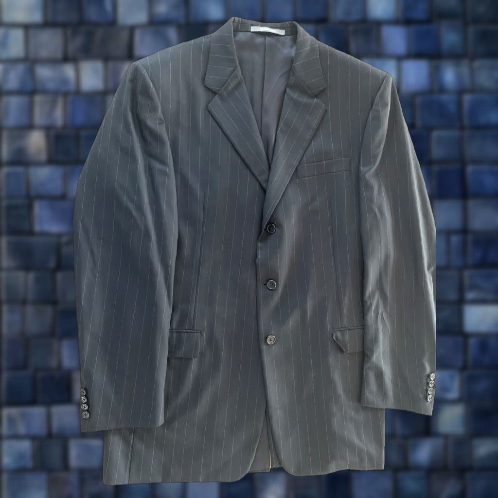 Vintage Hickey Freeman Blazer Single-Breasted 3-Button Black Wool 44L MINT Mens Suit Jacket Pocket Lining Cupro Pinstripe Vintage: No Size 44R - 1 Thumbnail