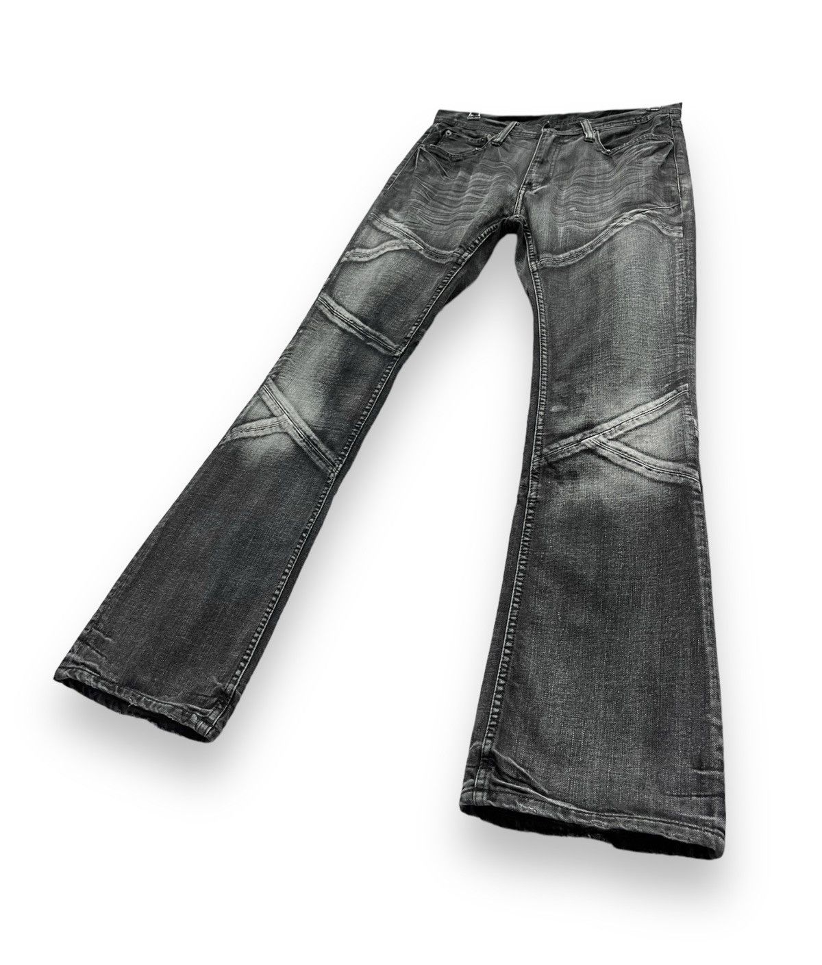 Pro Edge BLACK PUNK FLARE🔥Vintage EDGE X RUPERT Black Spliced Denim Size US 31 - 4 Thumbnail