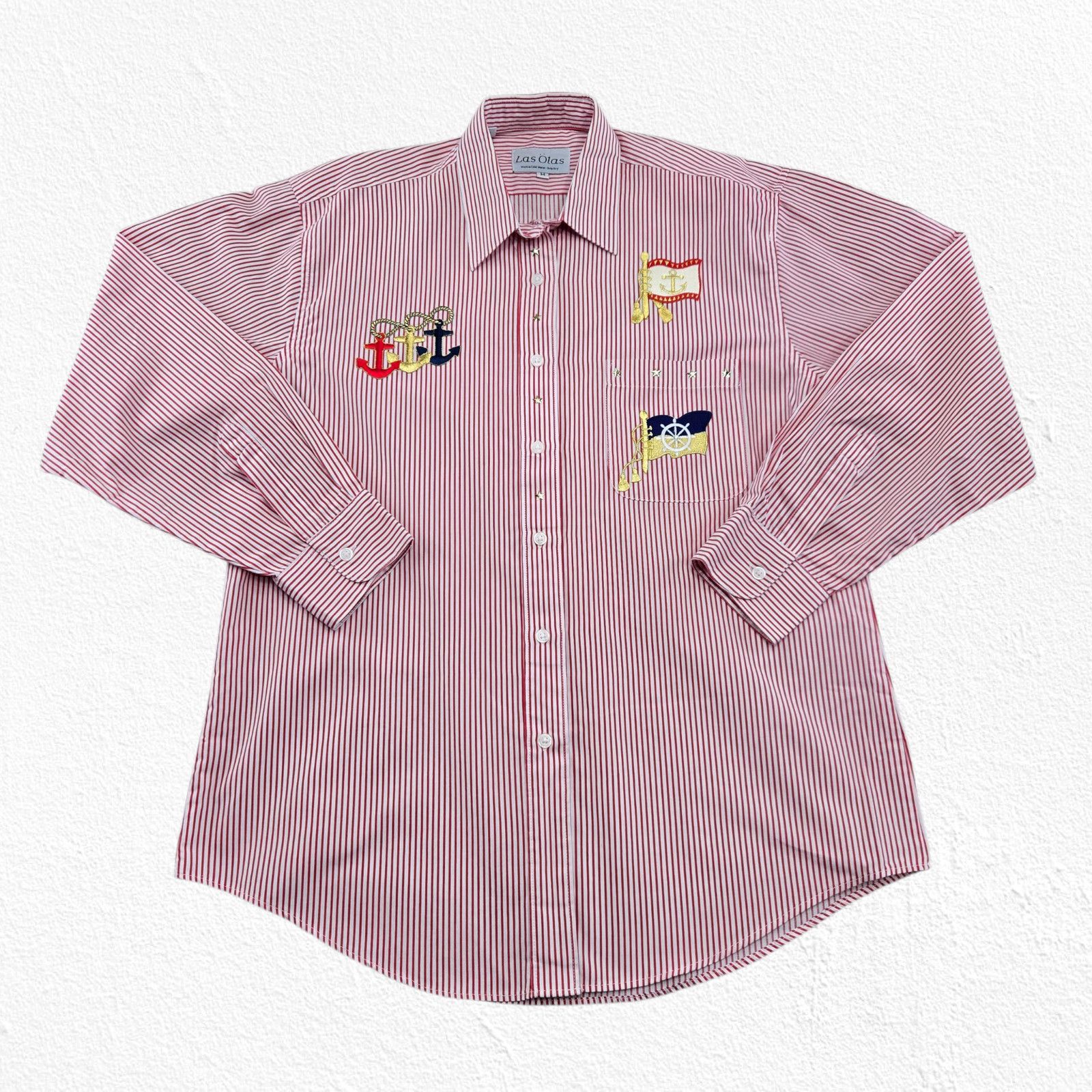 Other Y2K Las Olas Red Striped Nautical Button Down Shirt Size Med Size M / US 6-8 / IT 42-44 - 2 Thumbnail