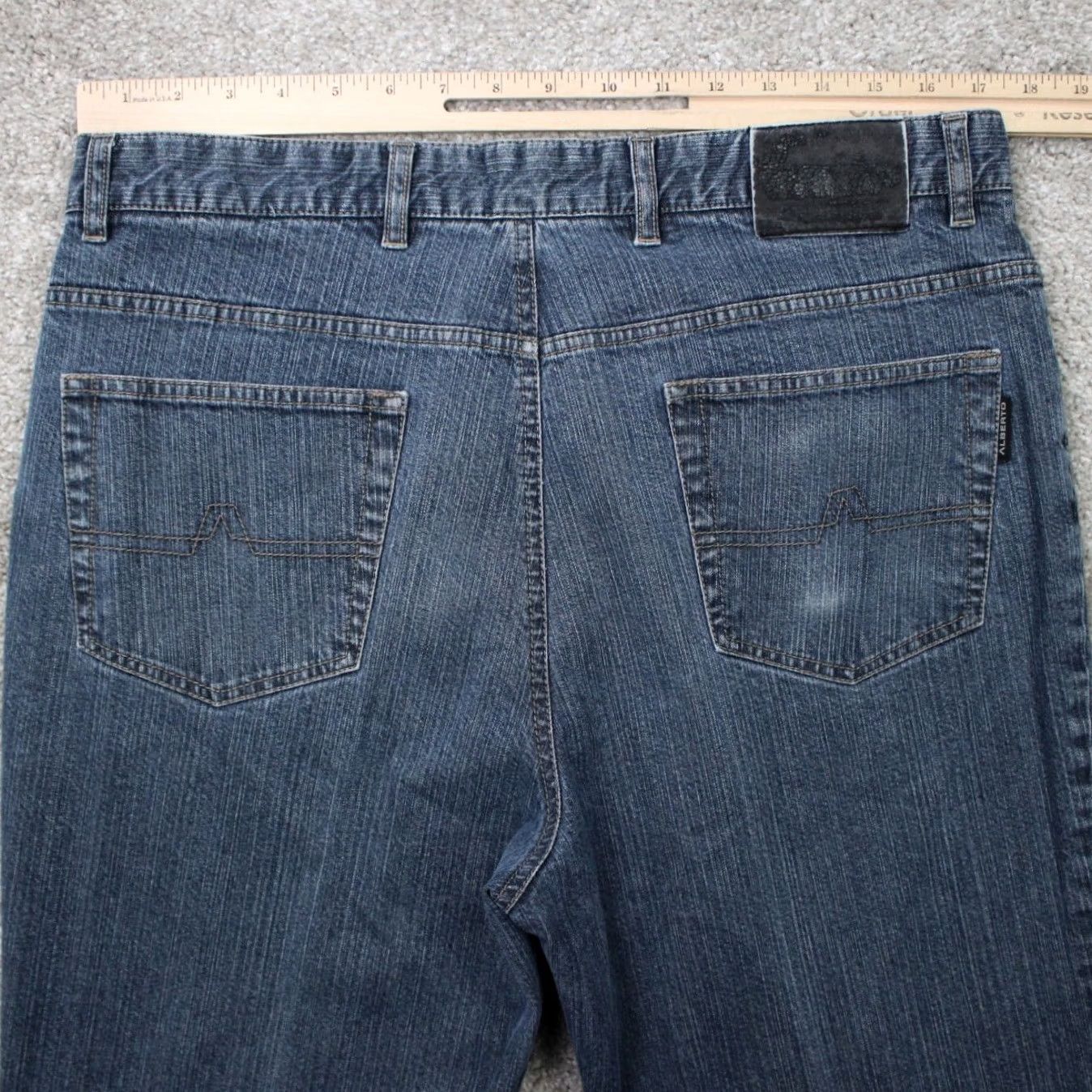 Vintage Alberto Mens 36x32 Blue Cotton Stretch 5-Pocket Straight Jeans Size US 36 / EU 52 - 7 Thumbnail