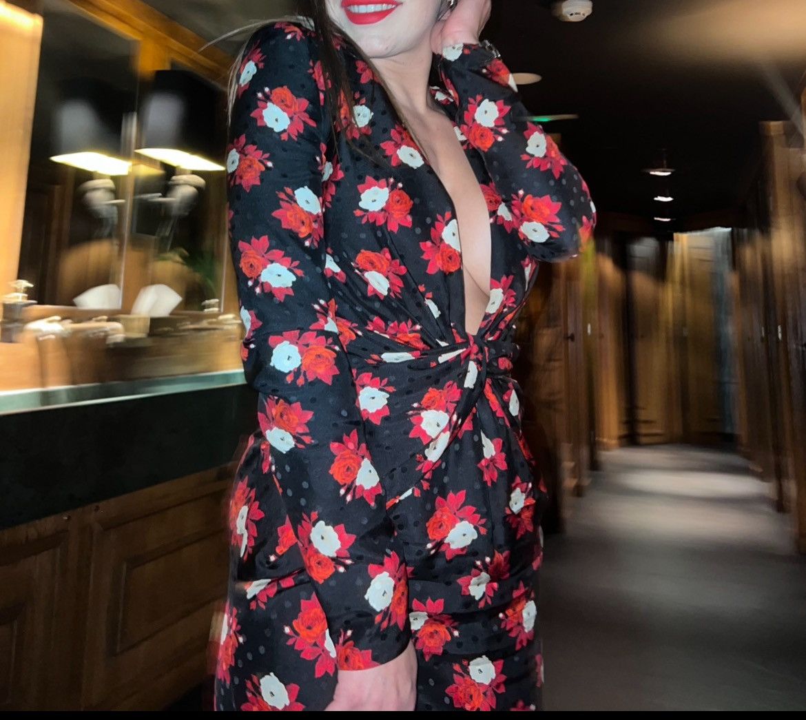 Saint Laurent Paris Saint Laurent Black Silk Floral Mini Dress – 2022 Collection Size S / US 4 / IT 40 - 6 Thumbnail