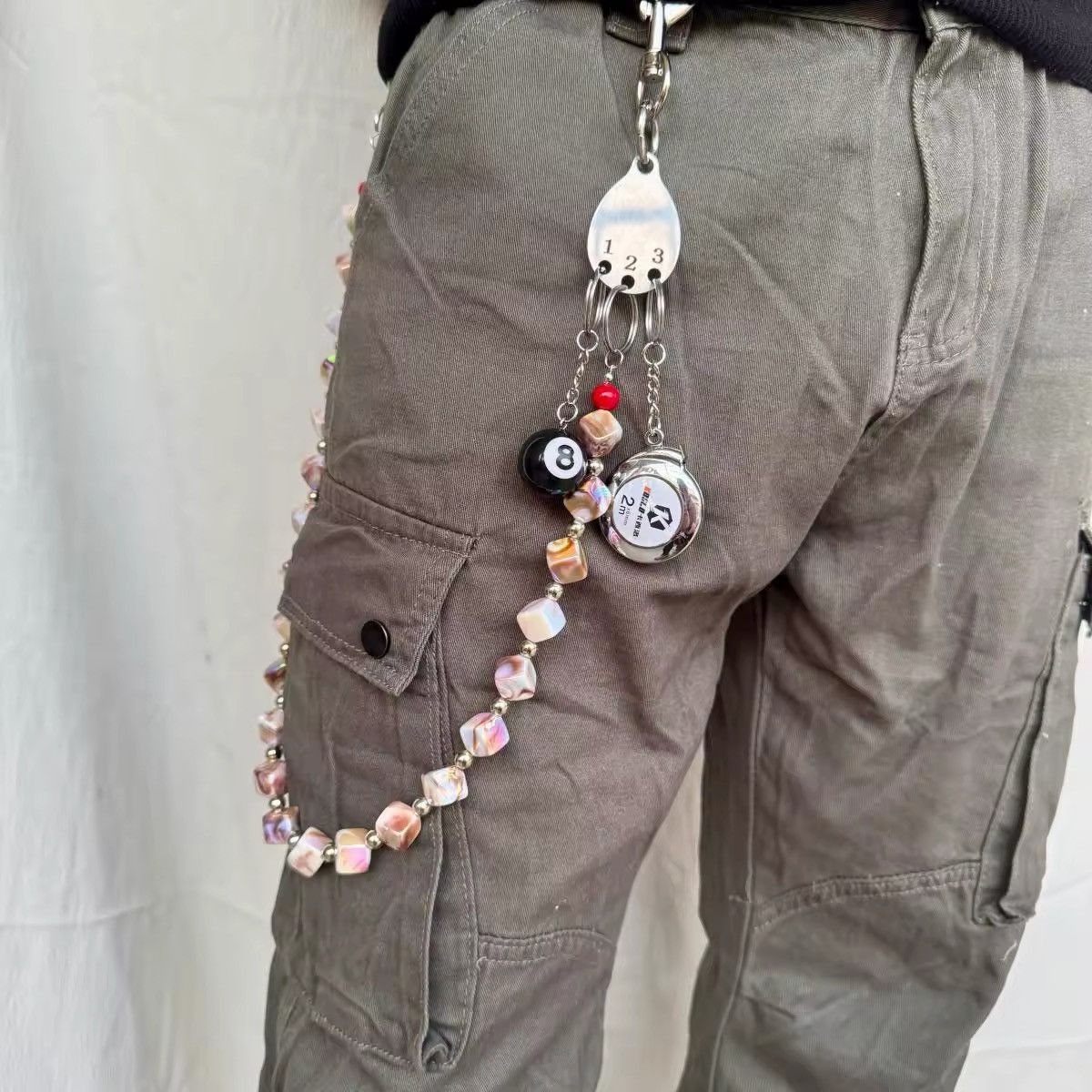 Designer × Vintage Punk Style Jeans Trousers Wide Square Beads Waist Pendant Size ONE SIZE - 1 Thumbnail