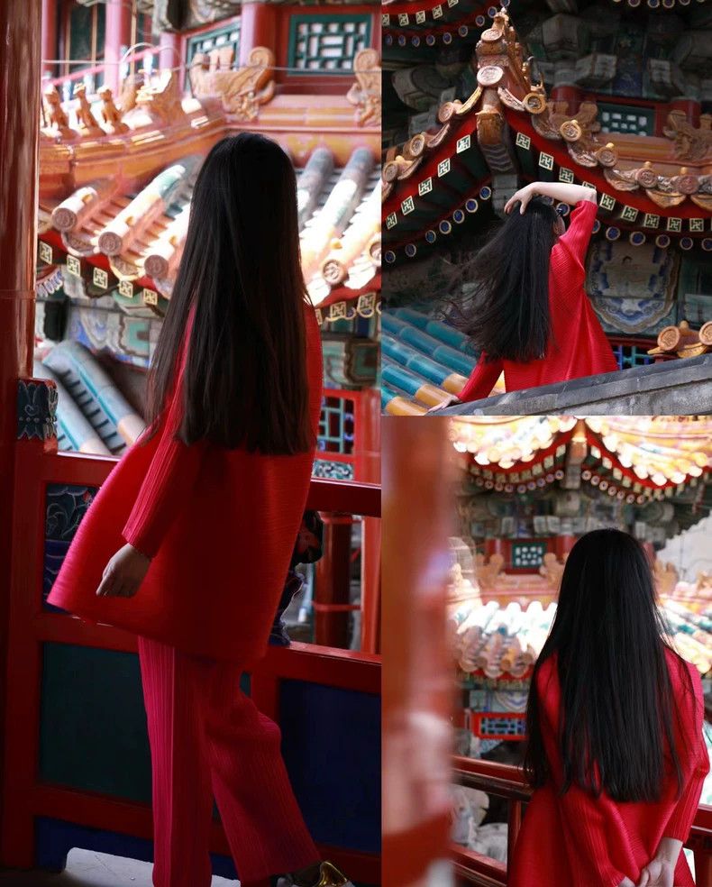 Other Issey Miyake Red pleated cardigan Size L / US 10 / IT 46 - 2 Thumbnail