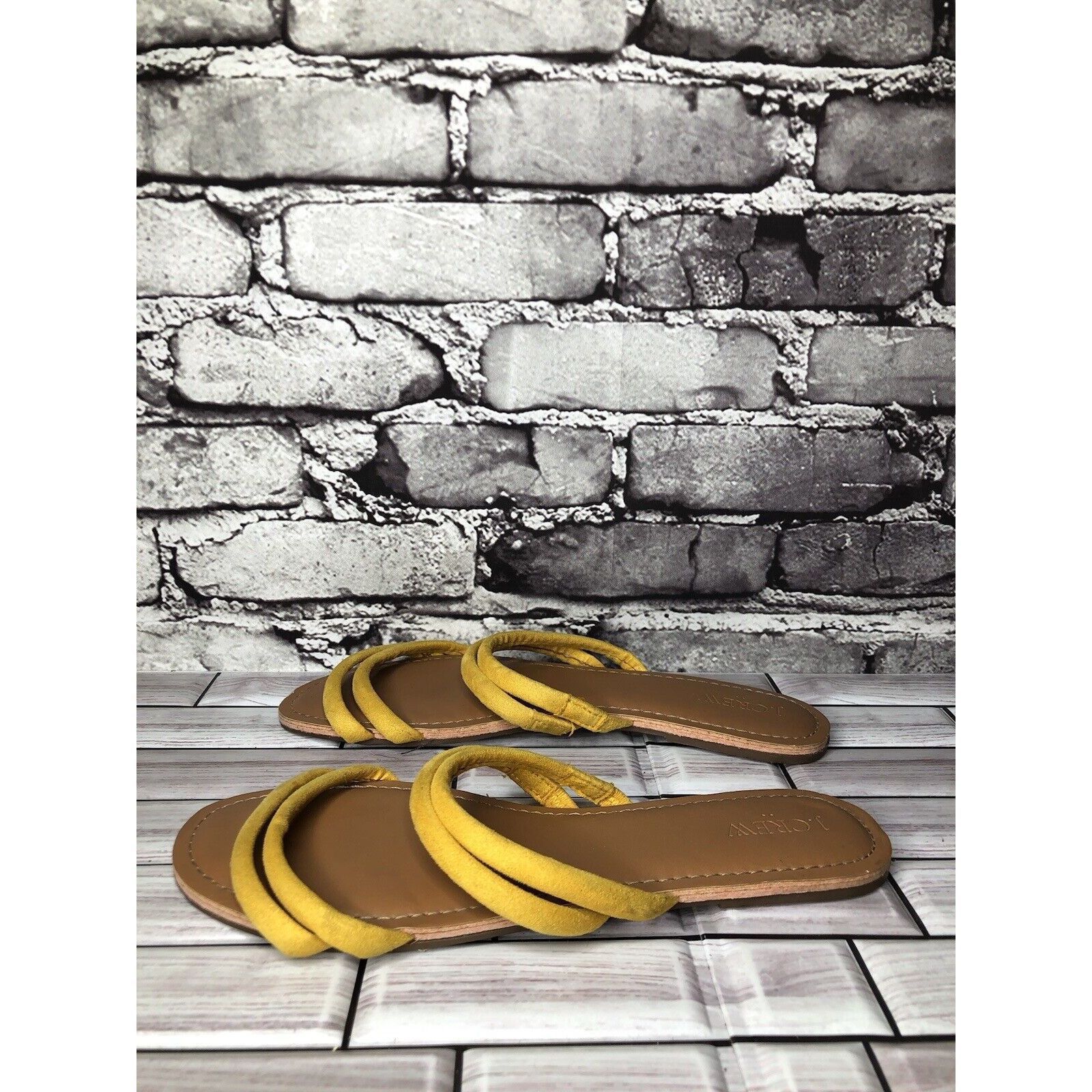 J.Crew J. Crew Factory Seaside Yellow Suede Double Strap Slides San Size US 9 / IT 39 - 1 Thumbnail