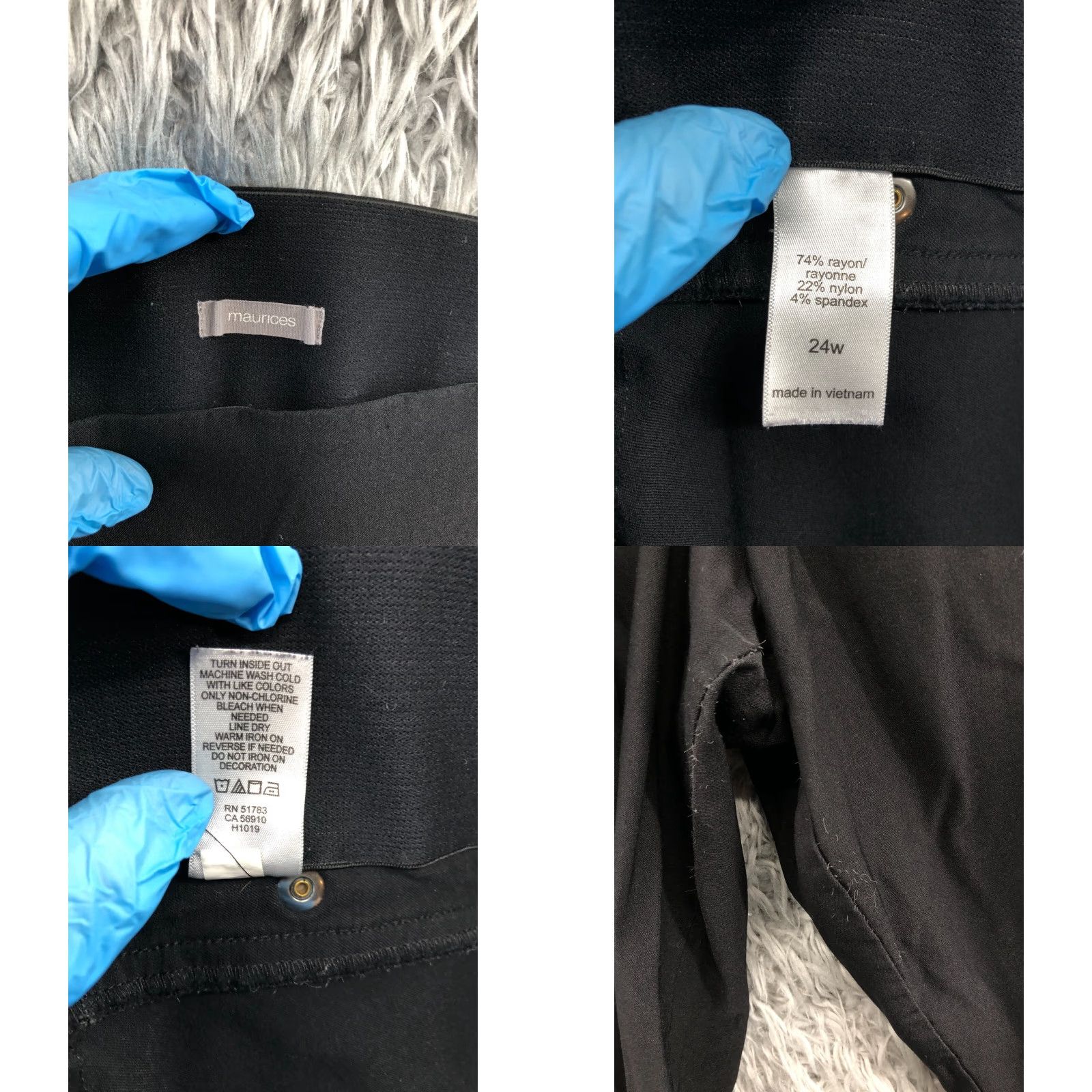 Vintage Maurices Pull On Capri Pants Womens Black 24W Regular Slim Straight 22in Inseam Flat Front Pockets Elastic Waist Plus Size Flaw Noted Size 42" / US 20 - 8 Thumbnail