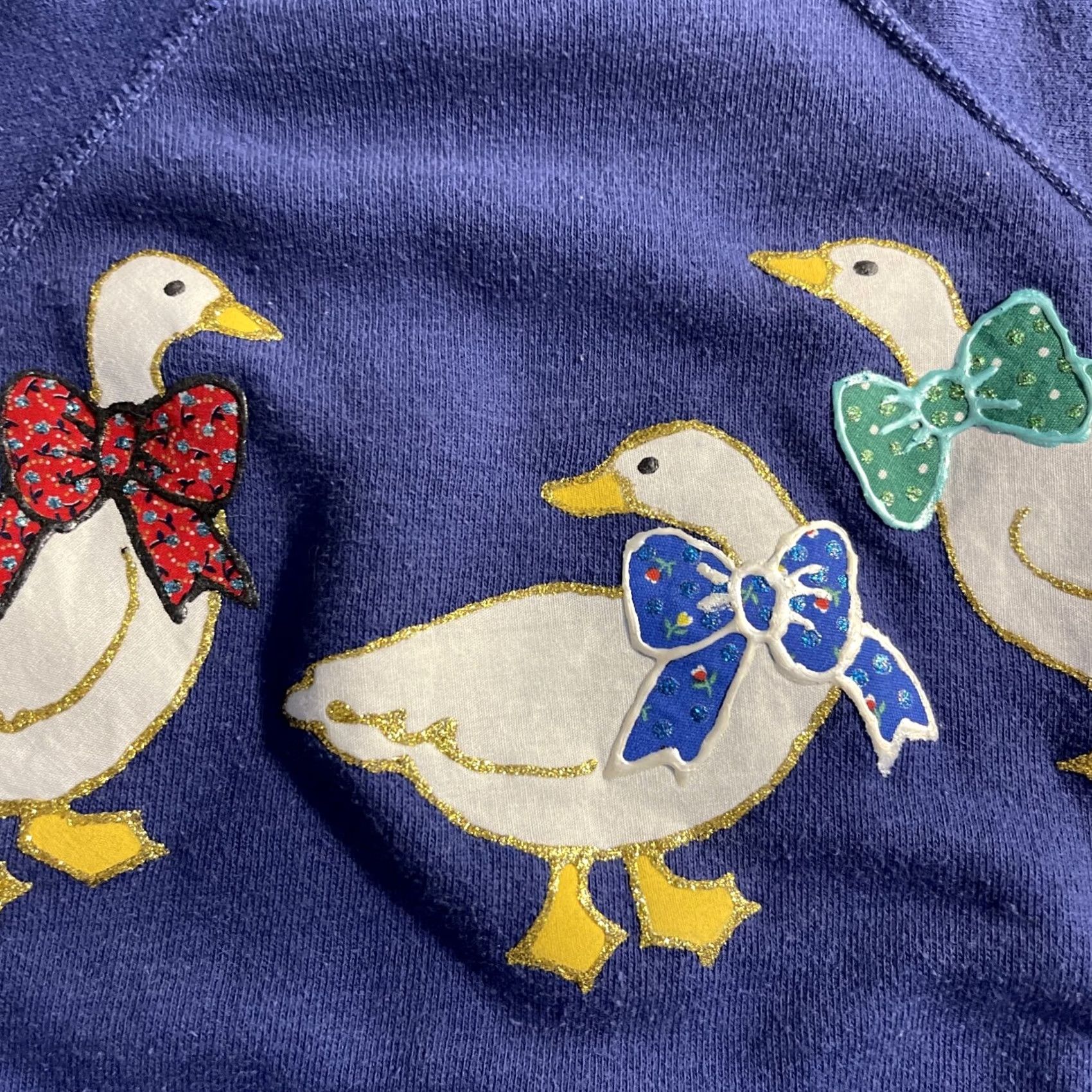 Vintage VINTAGE Raglan Sweatshirt Made In USA 50/50 Size Small Blue Hand Embroidered 1 Of 1 Size S / US 4 / IT 40 - 4 Thumbnail