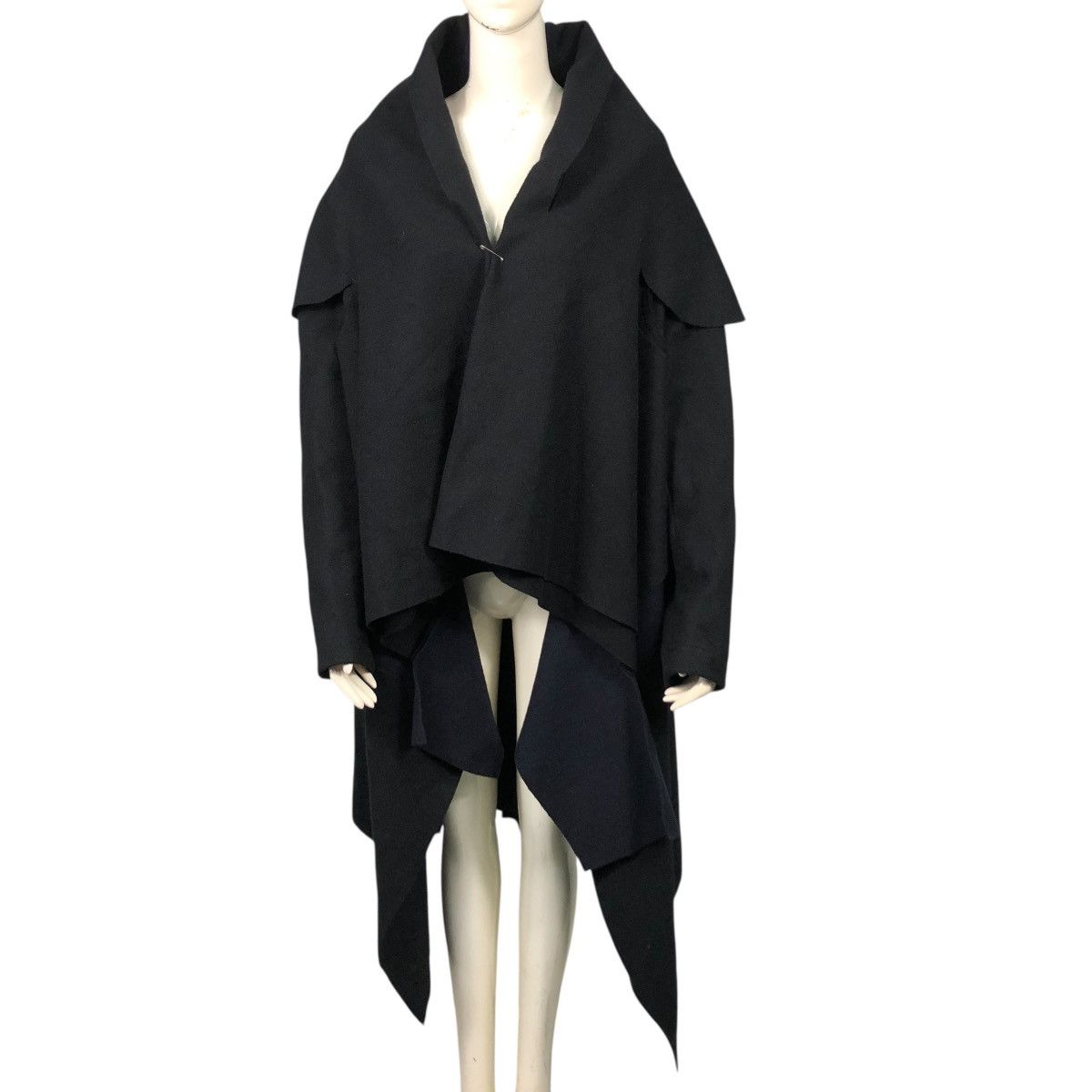 Comme des Garcons 🔥VINTAGE 2003 CAPE JACKET WOOL OVERSIZE ASYMMETRIC DRAPED Size US M / EU 48-50 / 2 - 2 Thumbnail