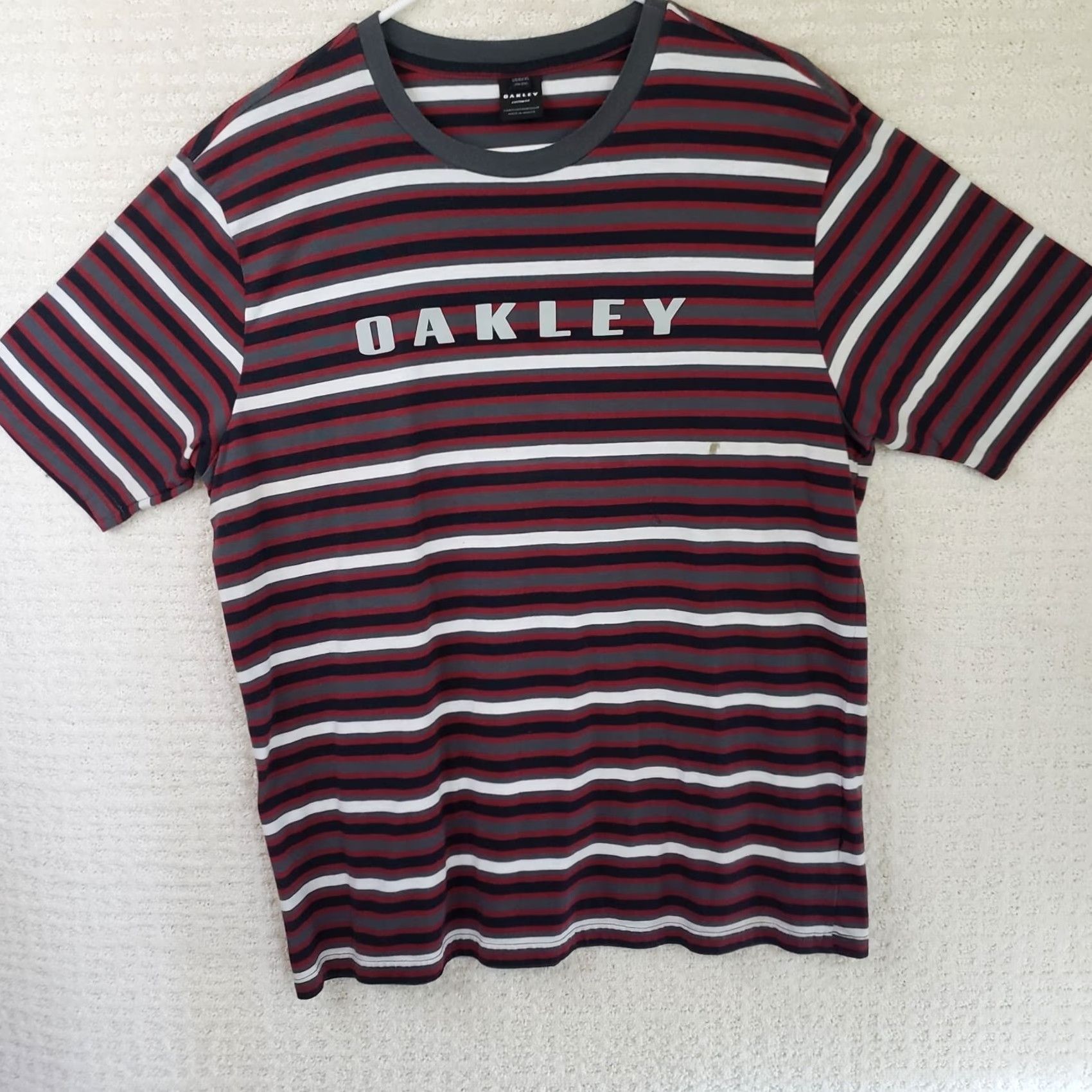 Oakley Oakley Mens XL T-Shirt Striped Crewneck Red, Black, White Multicolor Oakley Markings Summer Tee Men XL Size US XL / EU 56 / 4 - 2 Thumbnail