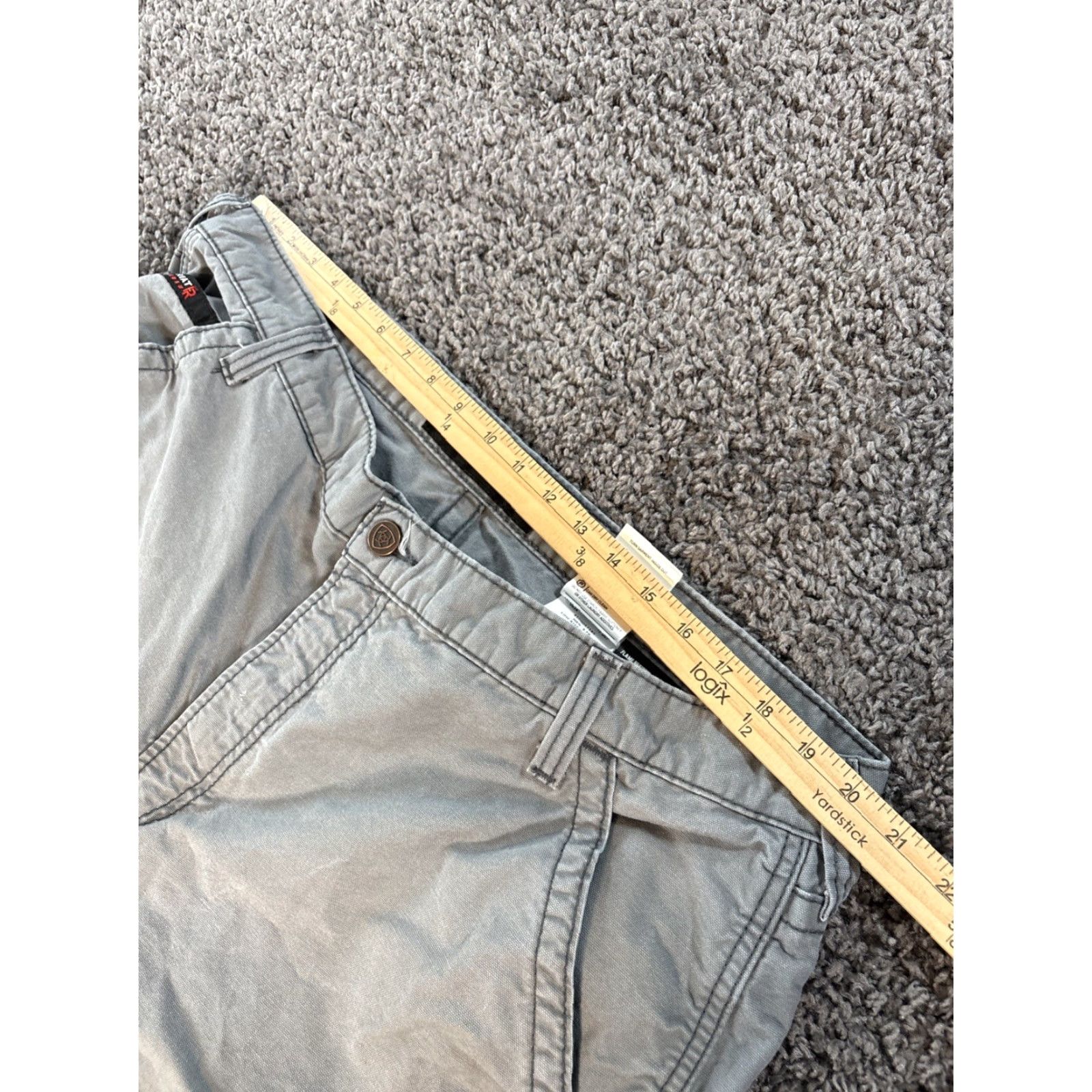 Ariat Ariat M4 Jeans Mens 44x34 Gray Bootcut Relaxed Cotton Denim USA USA Flame-Resistant Distressed Medium Wash Size 44 Regular Zip Closure Size US 11 / EU 44 - 4 Thumbnail