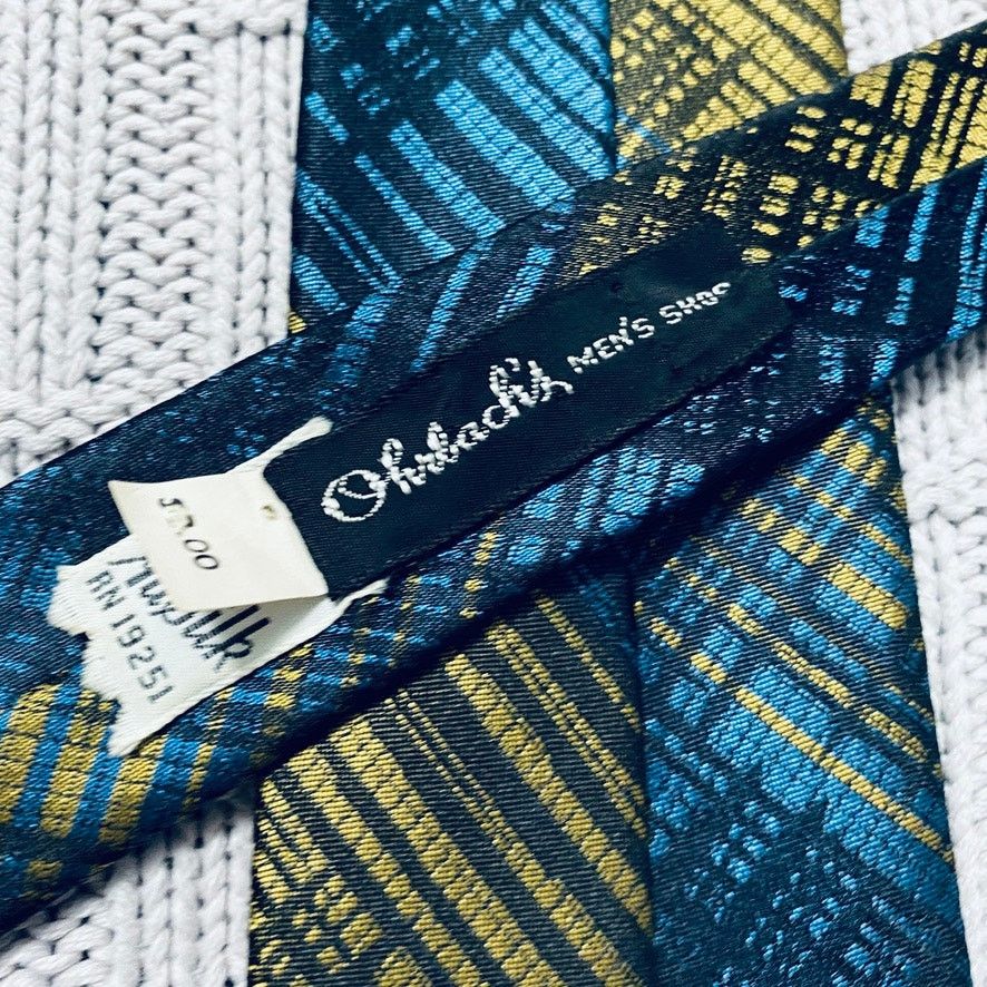 Vintage Vintage Ohrbach's blue and green abstract plaid silk tie Size ONE SIZE - 3 Thumbnail