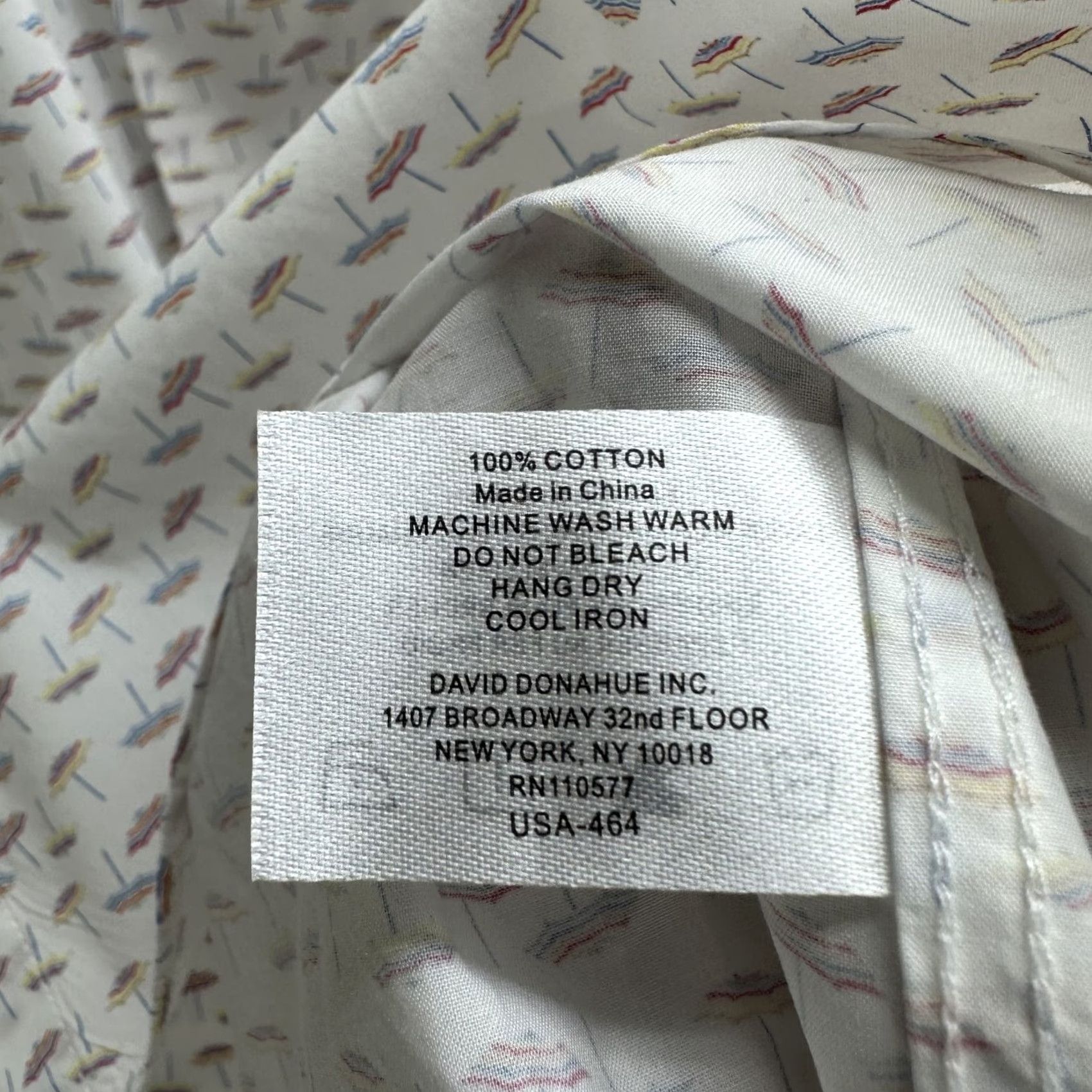 David Donahue David Donahue White Shirt Umbrellas Short Sleeve Cotton XL Mens Button-Up Shirt Size US XL / EU 56 / 4 - 7 Thumbnail