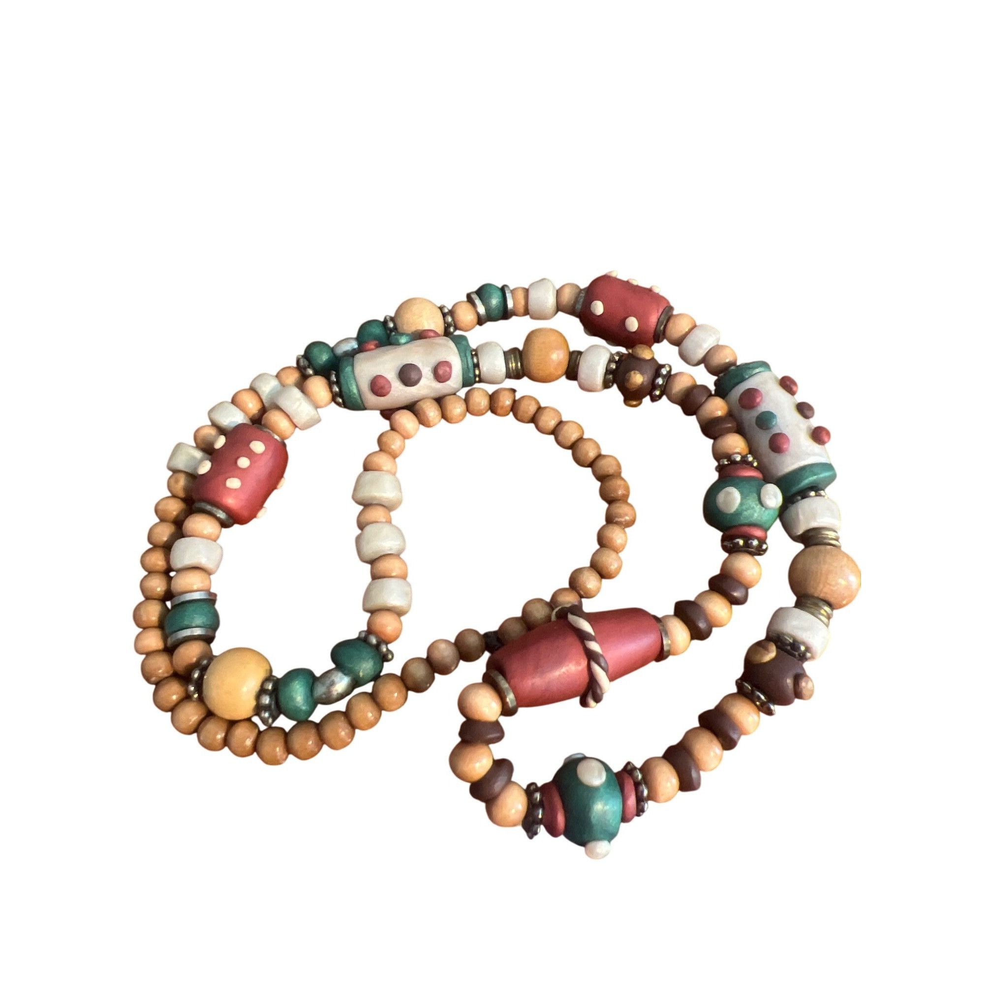Other Handcrafted Wooden Clay Beads Necklace Multicolor Tribal Des Size ONE SIZE - 5 Thumbnail