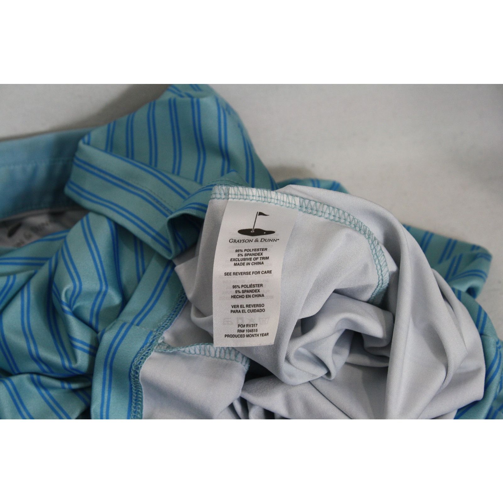 Dunnes Grayson & Dunn Golf Polo Shirt L Blue Striped Performance Size US L / EU 52-54 / 3 - 7 Thumbnail