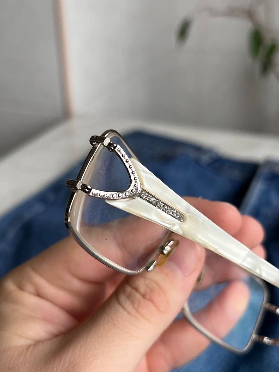 Designer × Vintage Enni Marco White Eyeglasses Vintage Eyewear's Made in Italy Size ONE SIZE - 3 Thumbnail