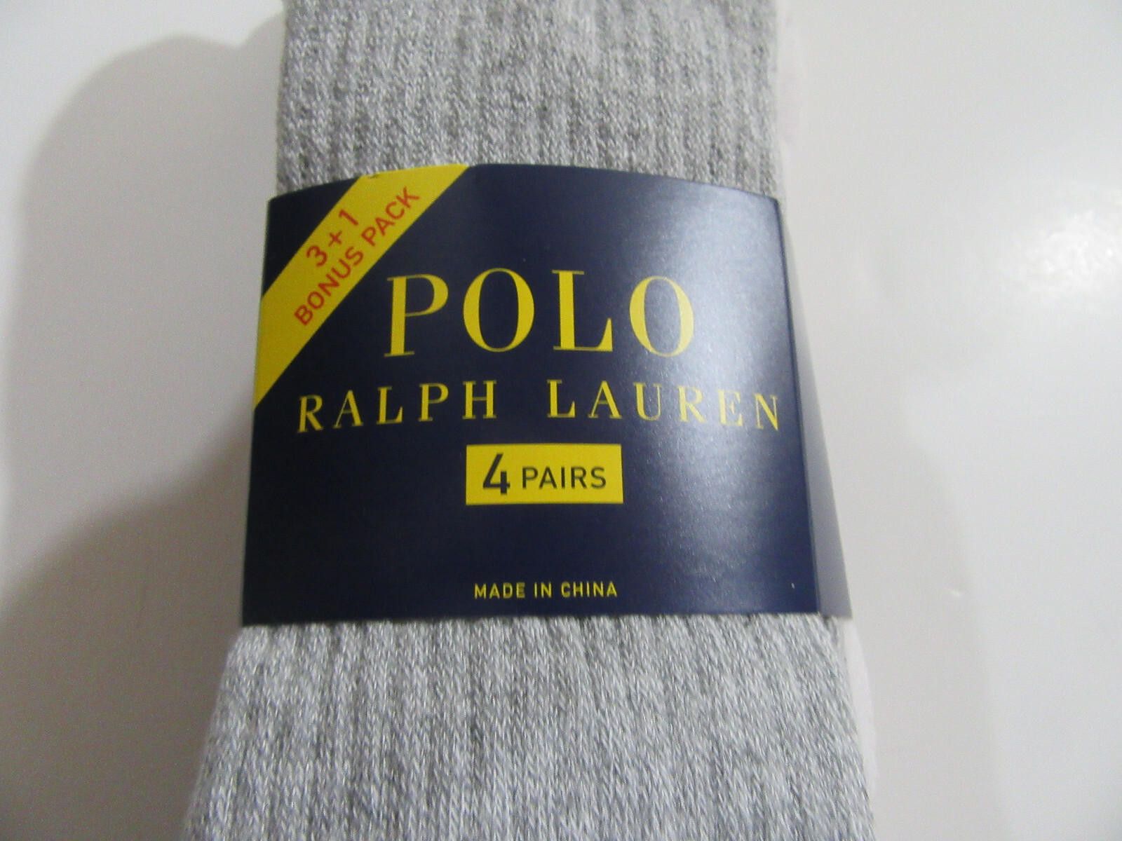 Polo Ralph Lauren Polo Ralph Lauren Mens Crew Socks Gray and White 4 pack NWT Size ONE SIZE - 4 Thumbnail