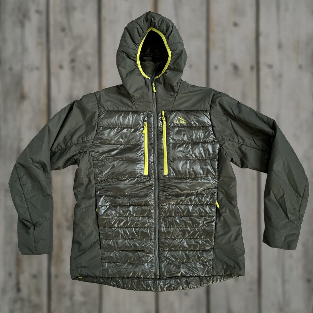 Vintage L.L. Bean Downtek Primaloft Hybrid Jacket Down Full Zip Hooded Green Mens Large Size US L / EU 52-54 / 3 - 1 Thumbnail