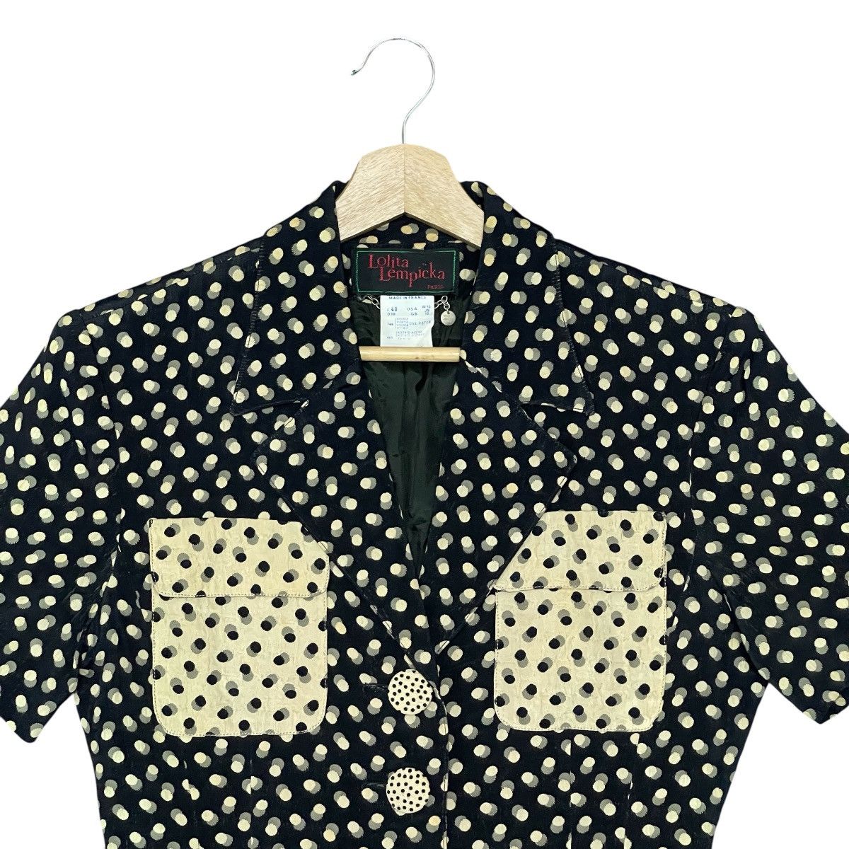 Vintage 80s Lolita Lempicka Paris Polka Dot Fitted Blazer Jacket Size M / US 6-8 / IT 42-44 - 6 Thumbnail