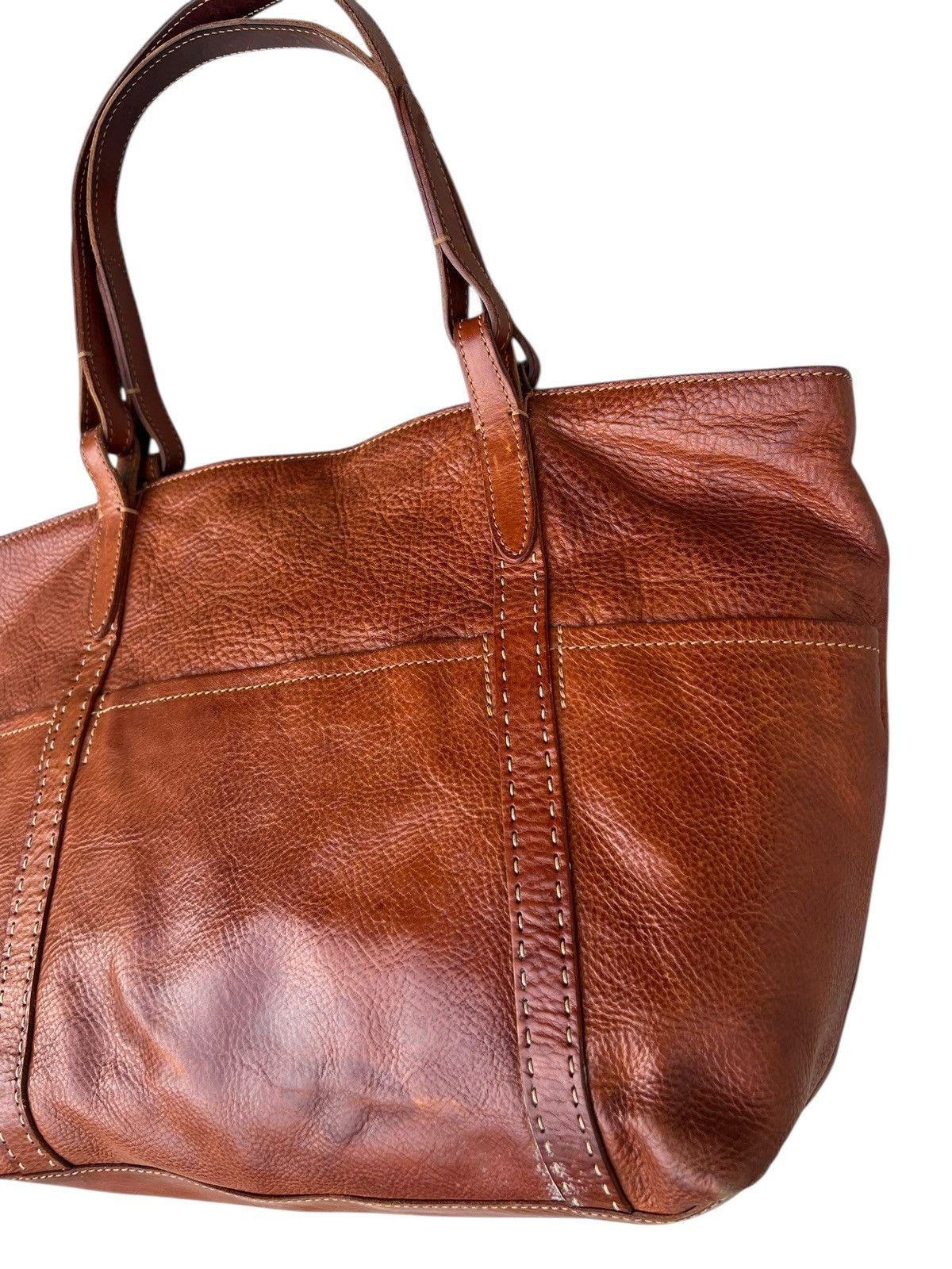Leather Genten Japan Patina Leather Multi Pocket Tote Bag Size ONE SIZE - 10 Thumbnail