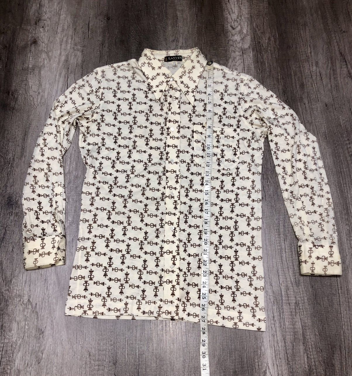 Designer × Lanvin × Vintage Vintage Lanvin Paris Monogram Button Up Long Sleeve Shirt Size US S / EU 44-46 / 1 - 3 Thumbnail