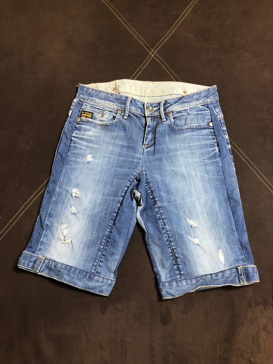 G-Star G Star Raw Jean Shorts Straight Denim Distressed Button Fly Size US 30 / EU 46 - 1 Thumbnail