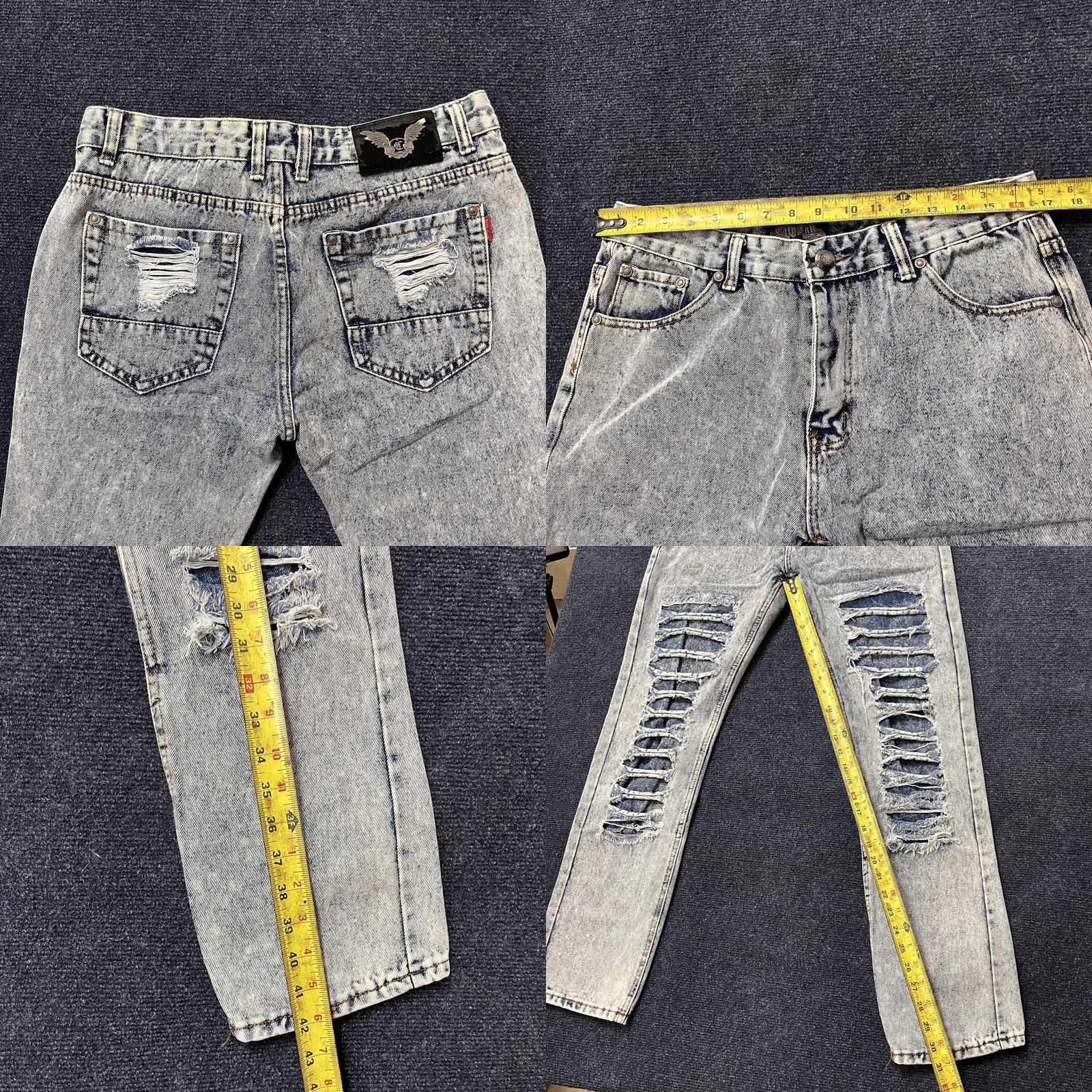 Vintage Y2K City Ink Jeans Mens 30 Light Wash Blue Distressed Ripped Ladder Cutout Slim Size US 30 / EU 46 - 8 Thumbnail