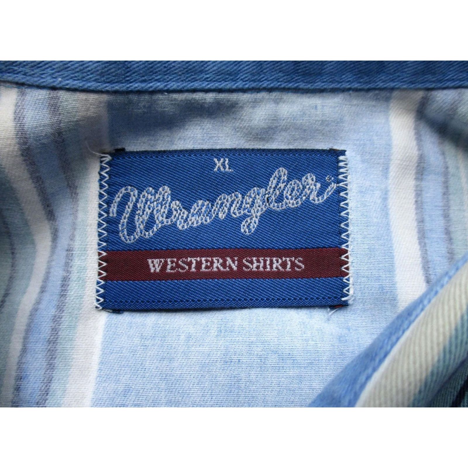 Wrangler VINTAGE Wrangler Shirt Mens XL Blue Striped Brushpopper Button Up Western Size US XL / EU 56 / 4 - 3 Thumbnail