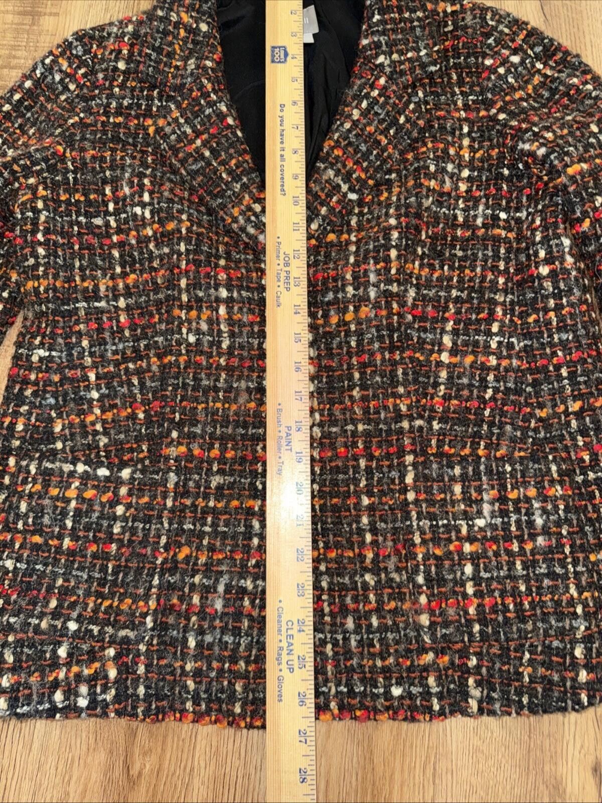Other J. Jill Women Black Tweed Cotton Wool 3 Button Lined Jacket Size L / US 10 / IT 46 - 3 Thumbnail