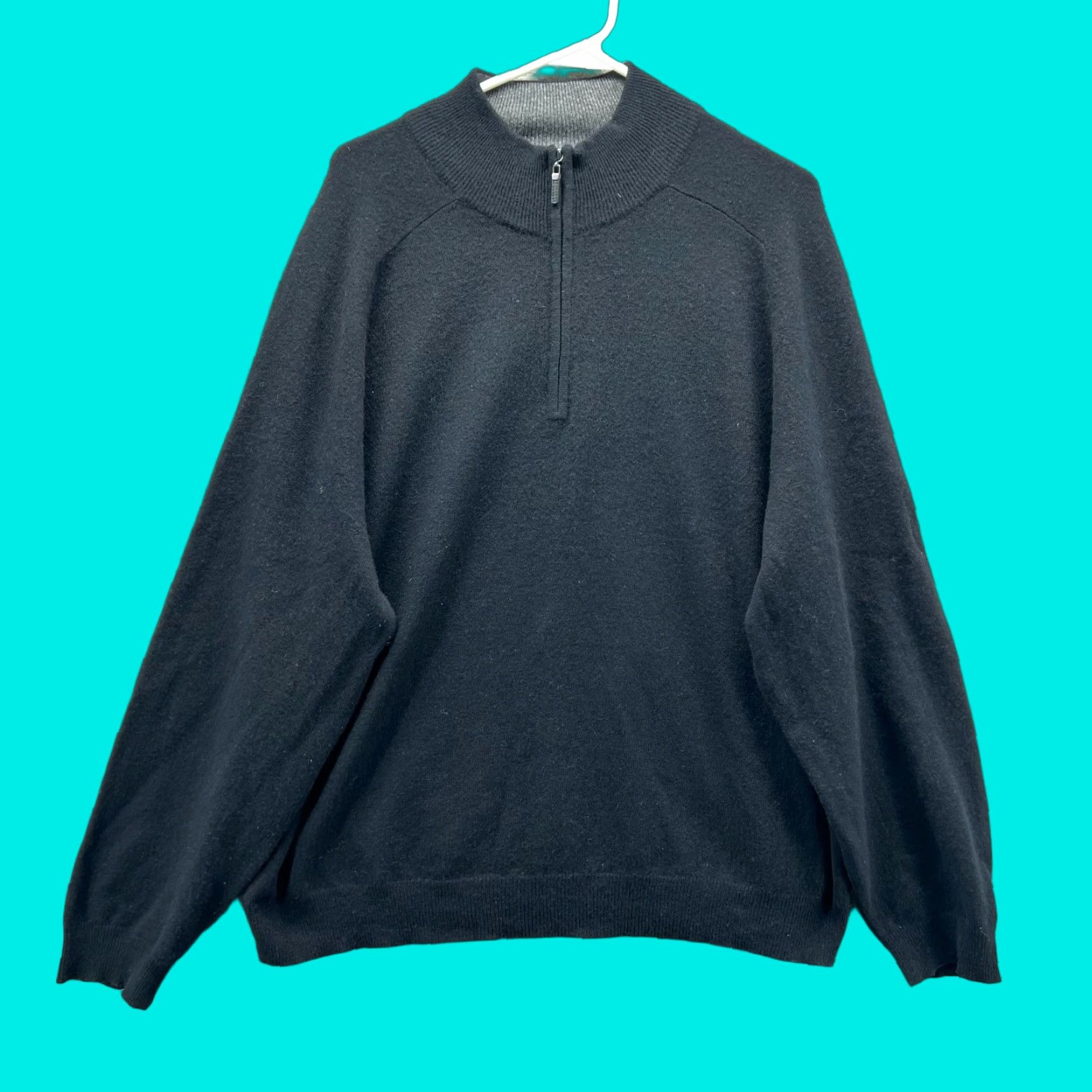 Saks Fifth Avenue VINTAGE Saks Fifth Avenue Pullover Sweater Mens 2XL Black Cashmere Zip Mock Neck Size US XXL / EU 58 / 5 - 1 Thumbnail