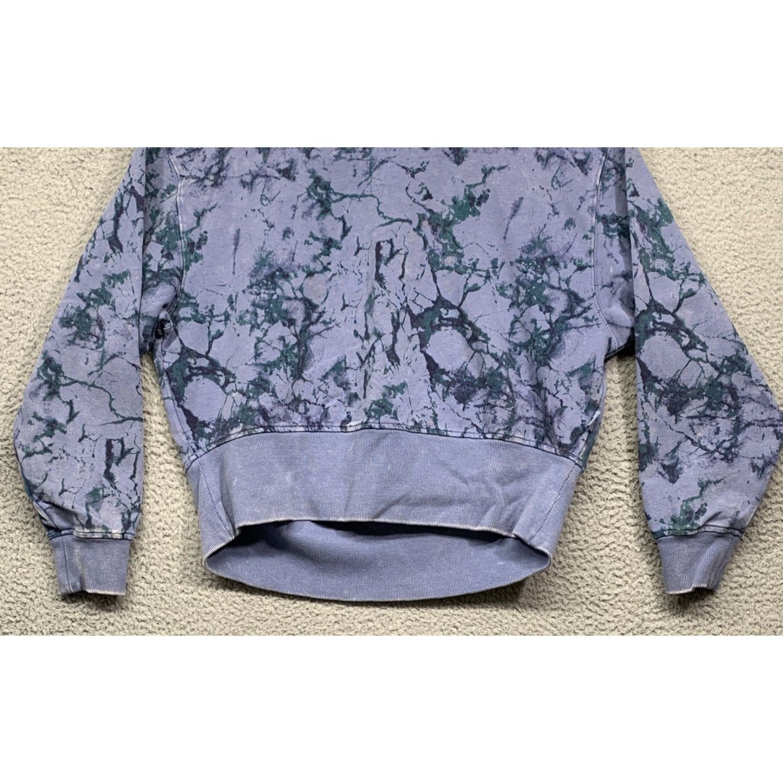 Vintage Joy Lab Women’s Sweatshirt Marble Blue Cropped Size Small Pullover Crew Neck Activewear NWT Size S / US 4 / IT 40 - 3 Thumbnail