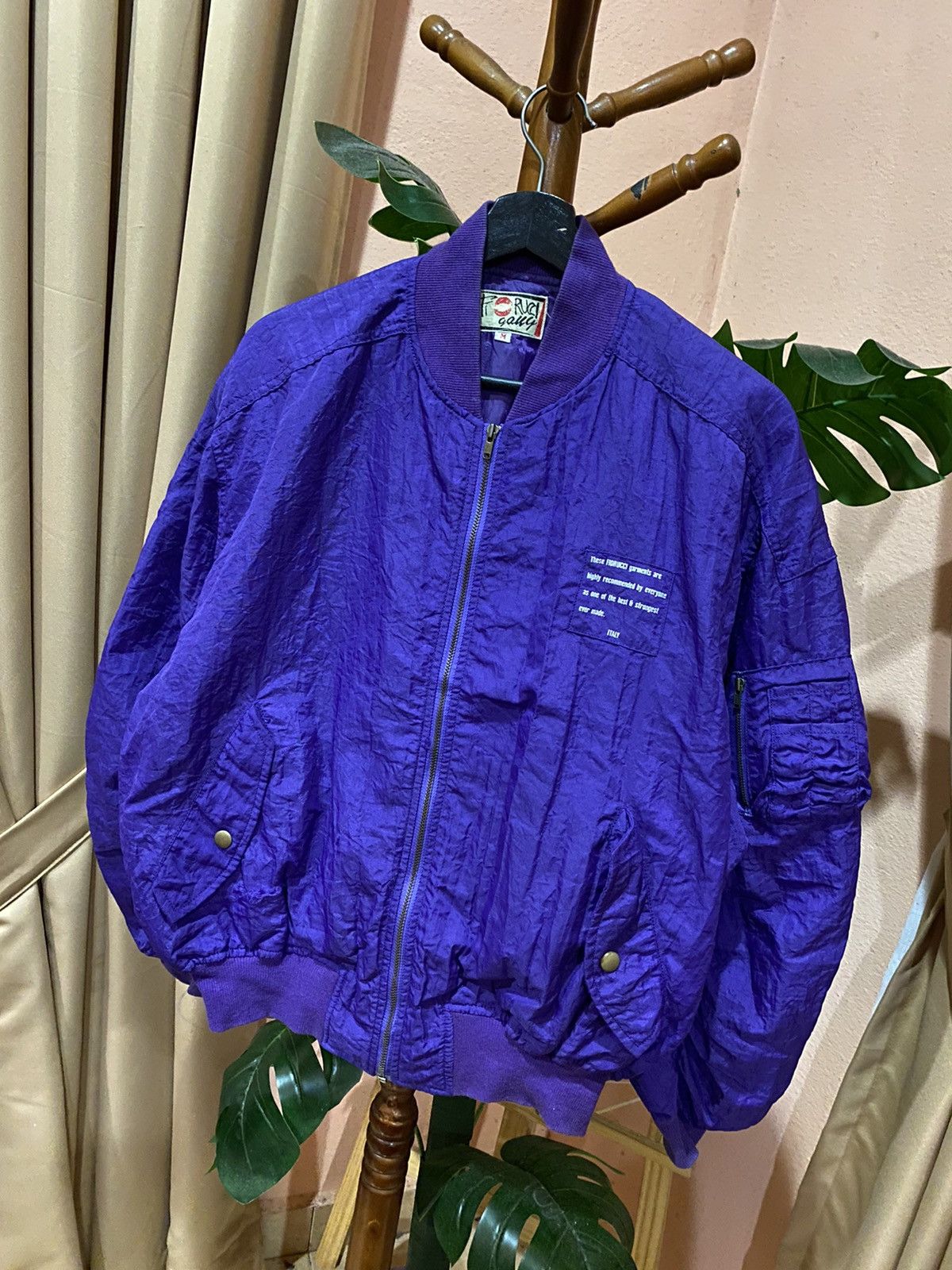 Fiorucci Fiorucci Vintage Purple Nylon Bomber Jacket Italian Style Size US M / EU 48-50 / 2 - 3 Thumbnail