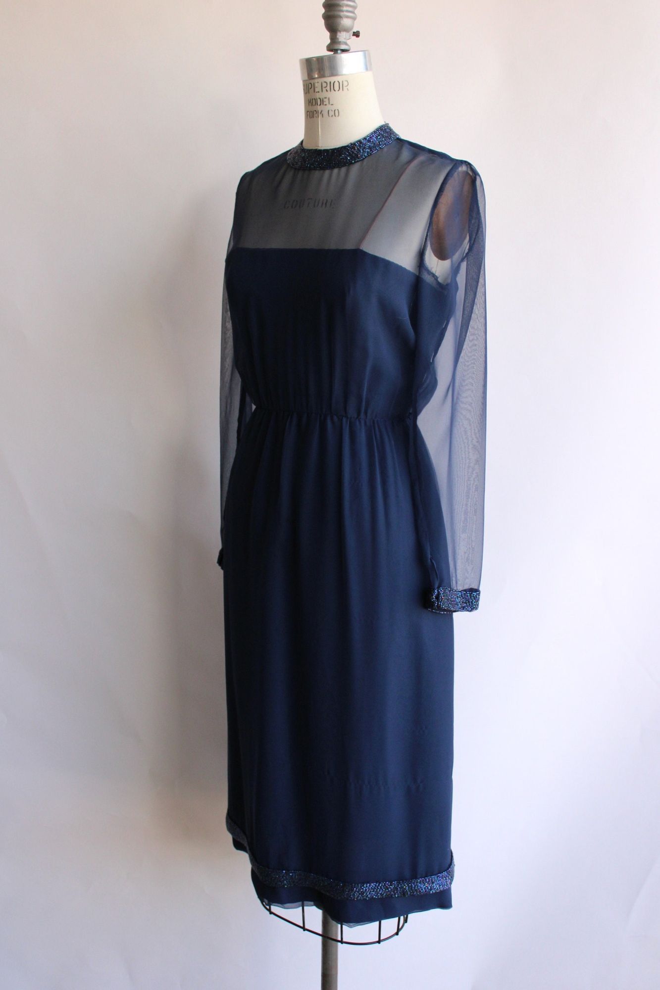Vintage Vintage 1960s Dress, Victoria Royal Ltd. Navy Blue Cocktail Size M / US 6-8 / IT 42-44 - 9 Thumbnail