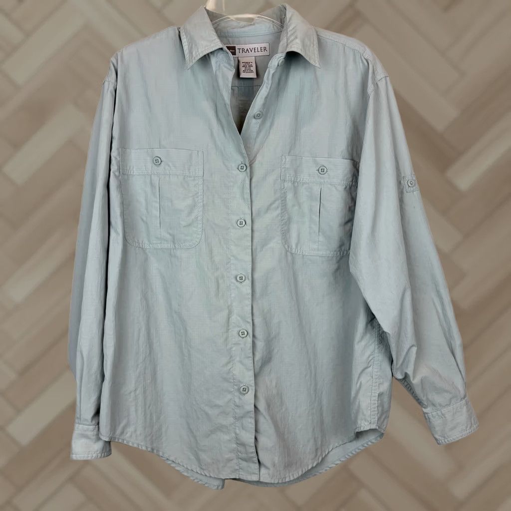 Vintage L L Bean Womens Medium Button Up Shirt Traveler Roll Tab Rip Stop Camping Hiking Size M / US 6-8 / IT 42-44 - 1 Thumbnail