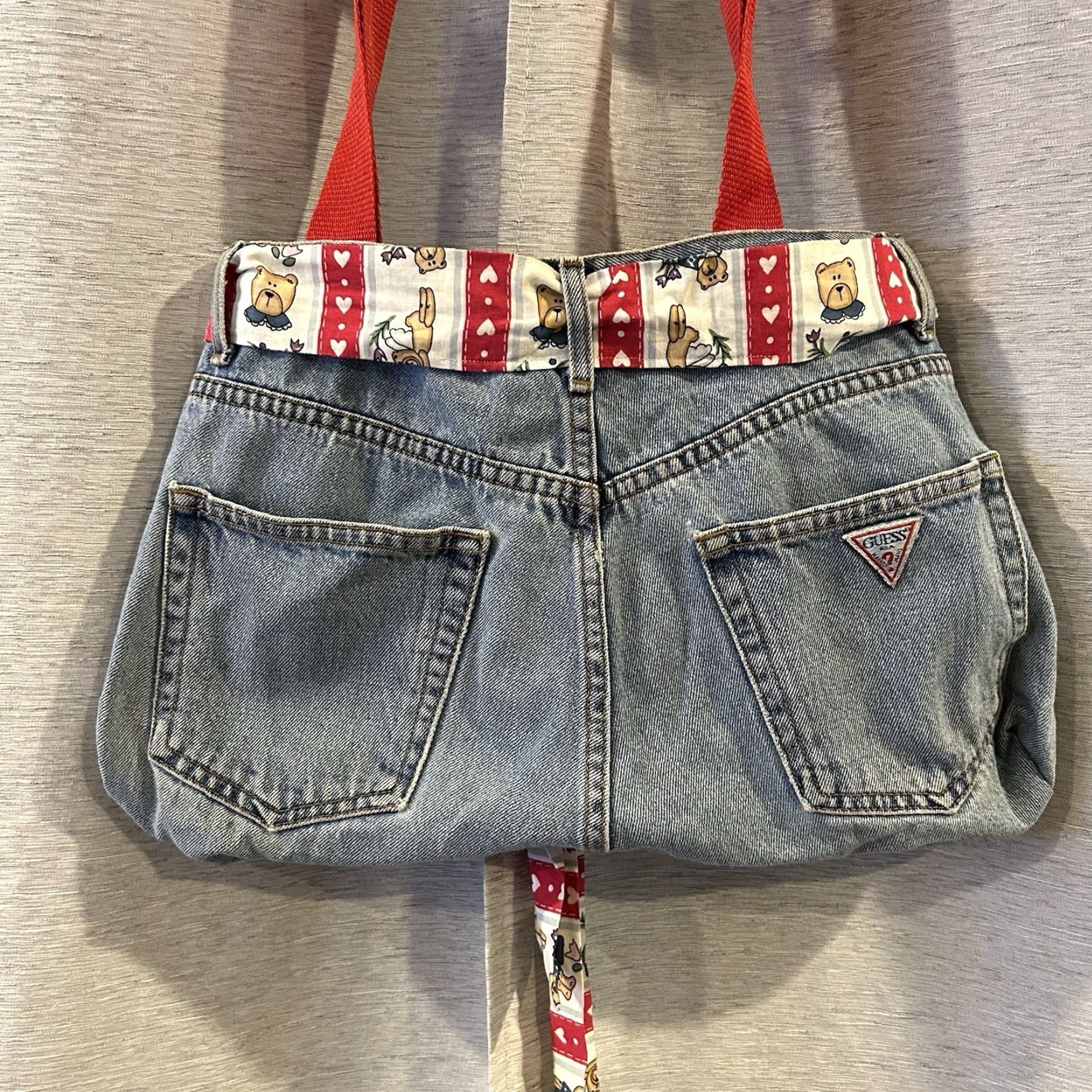 Guess VINTAGE GUESS Tote Purse Denim 1980s Blue Large Shoulder Strap College Retro Size 36" / US 14 / IT 50 - 3 Thumbnail
