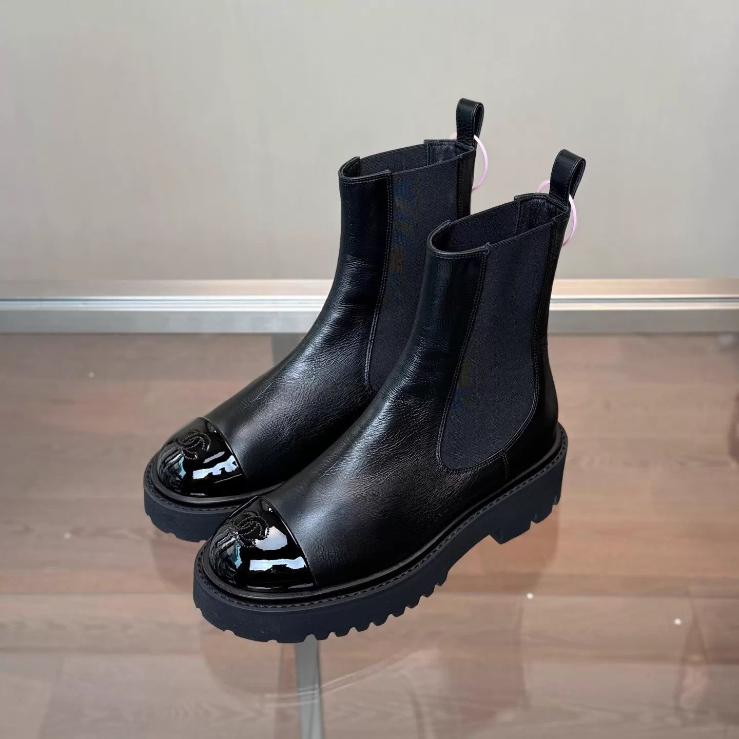 Chanel CHANEL Black Double C Round Toe Chelsea Boots 37 New Unworn Size US 6.5 / IT 36.5 - 1 Thumbnail
