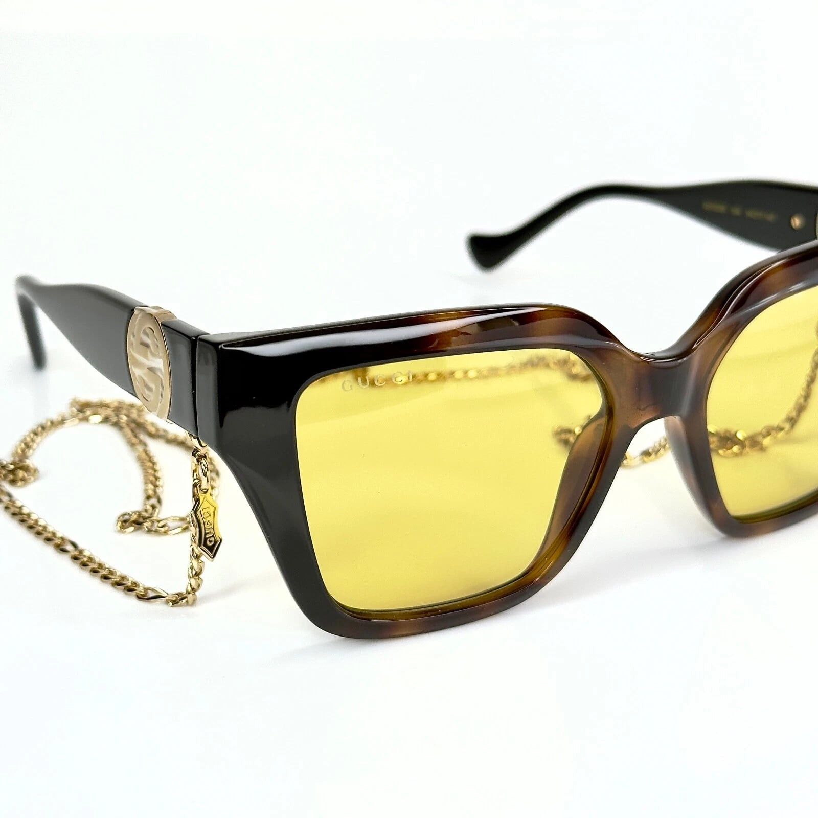 Gucci GUCCI GG1023S ARIA 1023 Brown Yellow Chain 004 Sunglasses Size ONE SIZE - 4 Thumbnail