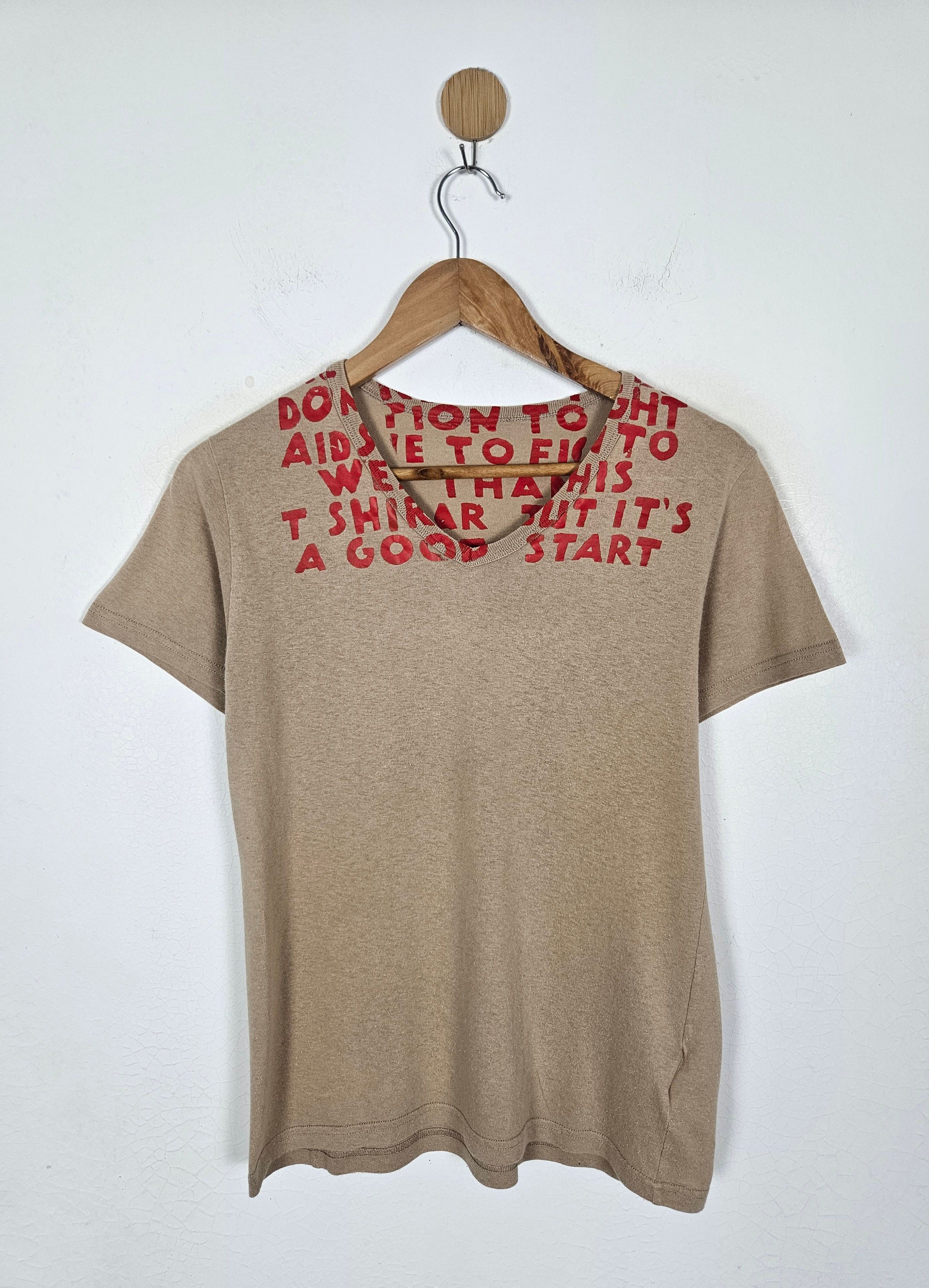 トップス Martin Margiela 95AW AIDS T MAISON MARTIN MARGIELA T-SHIRT AIDS CHARITY Awareness V Neck