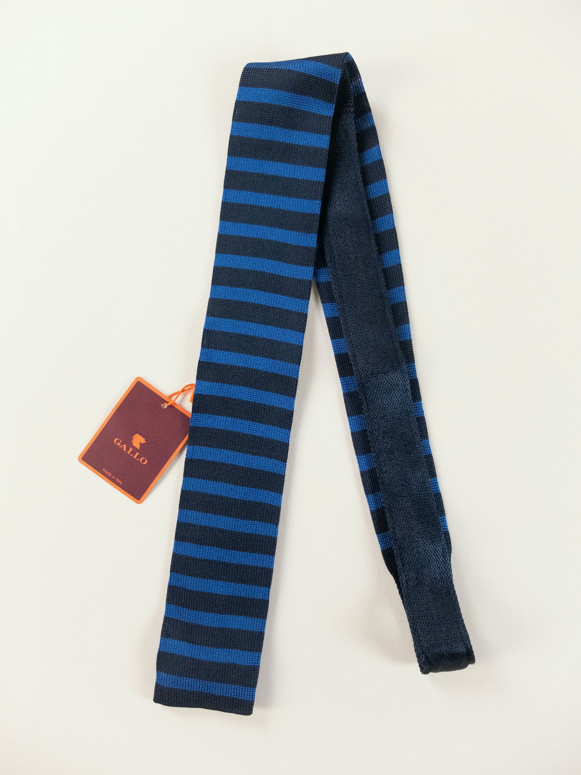 Other GALLO navy blue striped knit skinny silk tie Made in Italy Size ONE SIZE - 1 Thumbnail