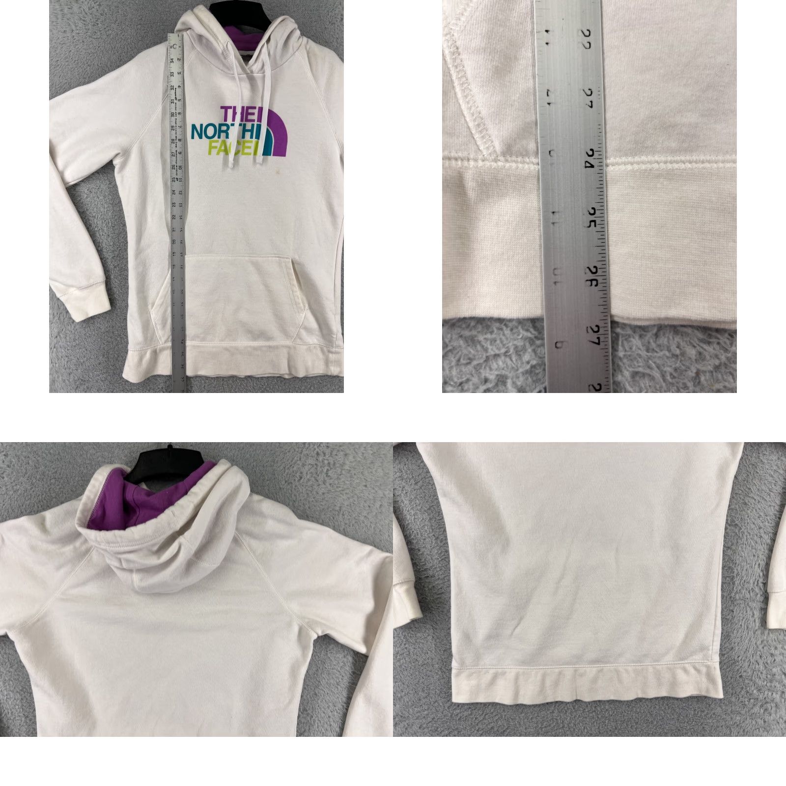 The North Face The North Face Sweater Womens Large White Purple Pullover Hoodie Jersey Cotton Size L / US 10 / IT 46 - 9 Thumbnail