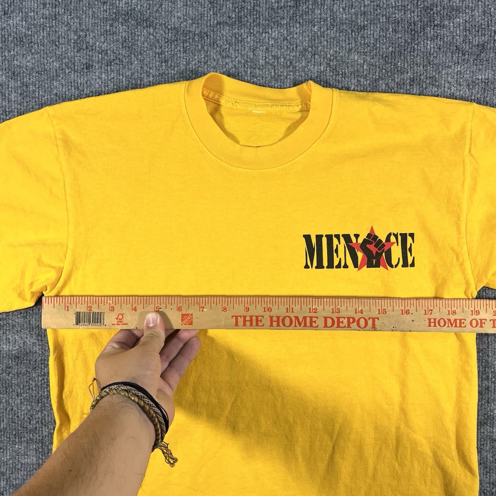 Vintage Menace Los Angeles T-Shirt Mens M Yellow Graphic Print Black Power Fist BLM 90s Streetwear USA Short Sleeve Double-Sided Size US M / EU 48-50 / 2 - 6 Thumbnail
