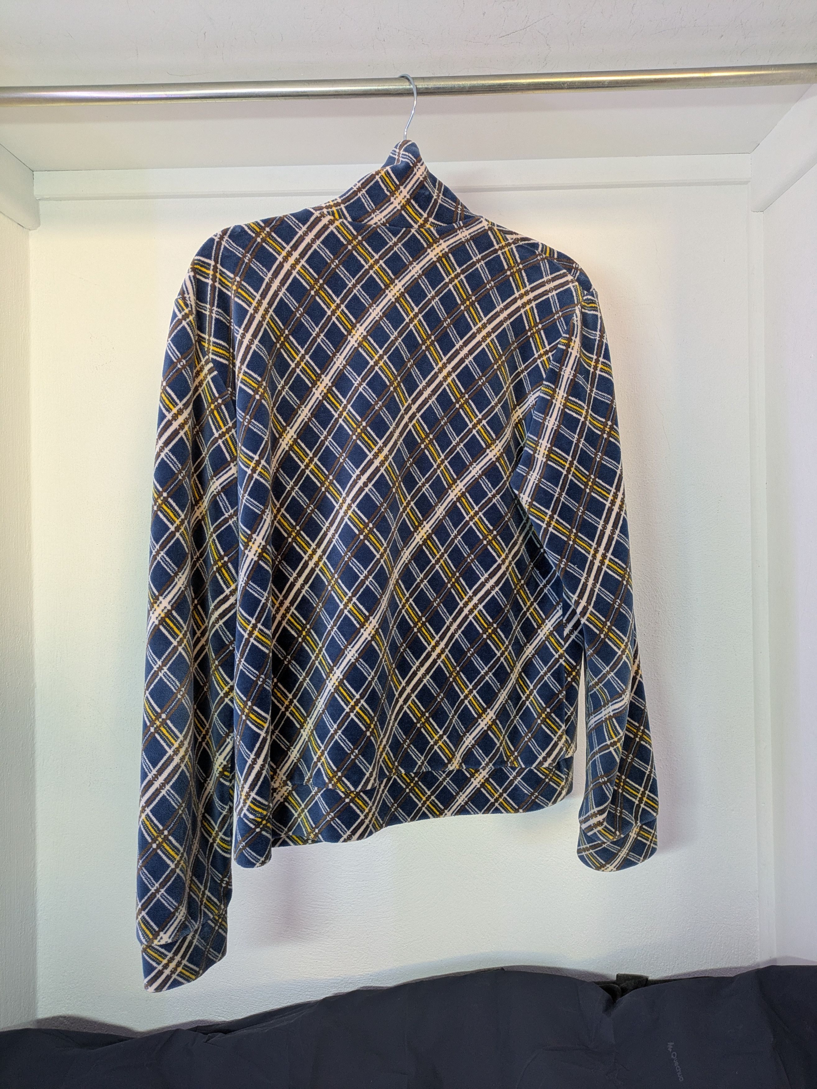 A.P.C. 2000s A.P.C. Check Pattern Velour Track Jacket Size US M / EU 48-50 / 2 - 2 Thumbnail