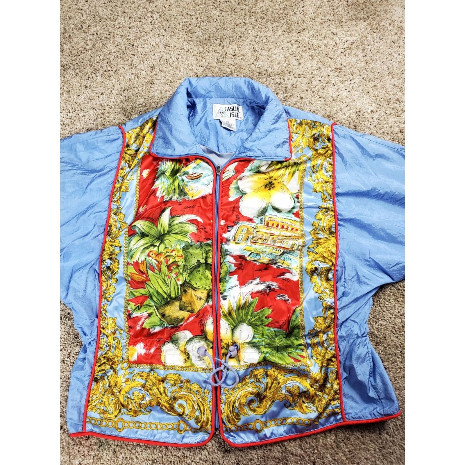 Vintage VINTAGE Casual Isle Windbreaker Jacket Women M Blue Floral Nylon Full Zip 90s Windbreaker Casual Isle Womens M Blue Floral Nylon Full Zip 90s Size M / US 6-8 / IT 42-44 - 4 Thumbnail