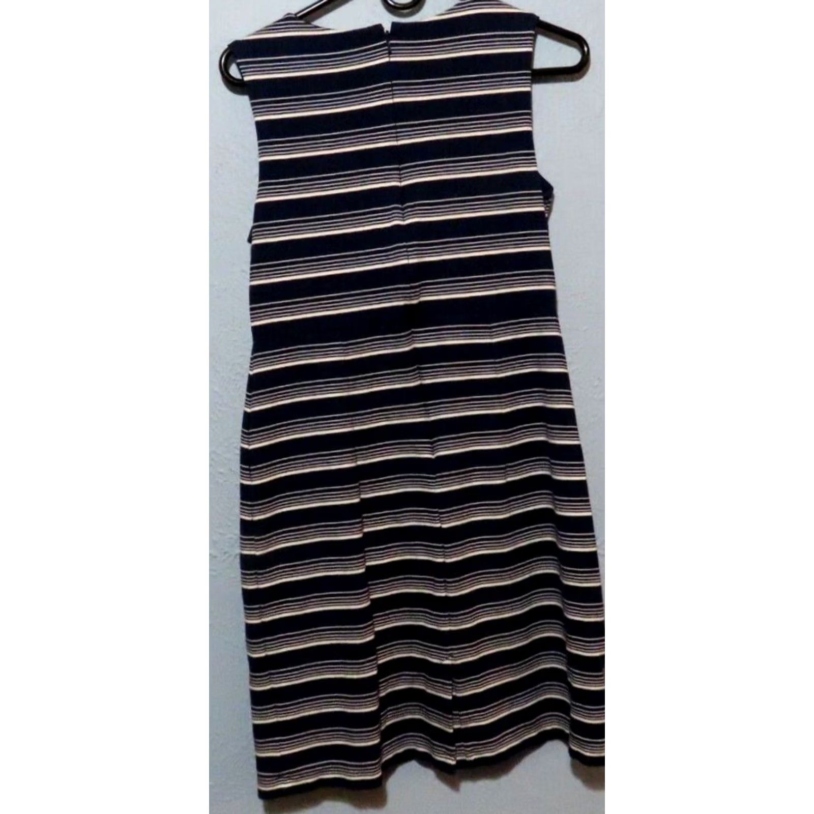 Lands' End Lands' End Womens Dress Navy White Striped Sleeveless Stretch Midi Knit Zipper Sheath Size 6 Regular Womens Size M / US 6-8 / IT 42-44 - 5 Thumbnail