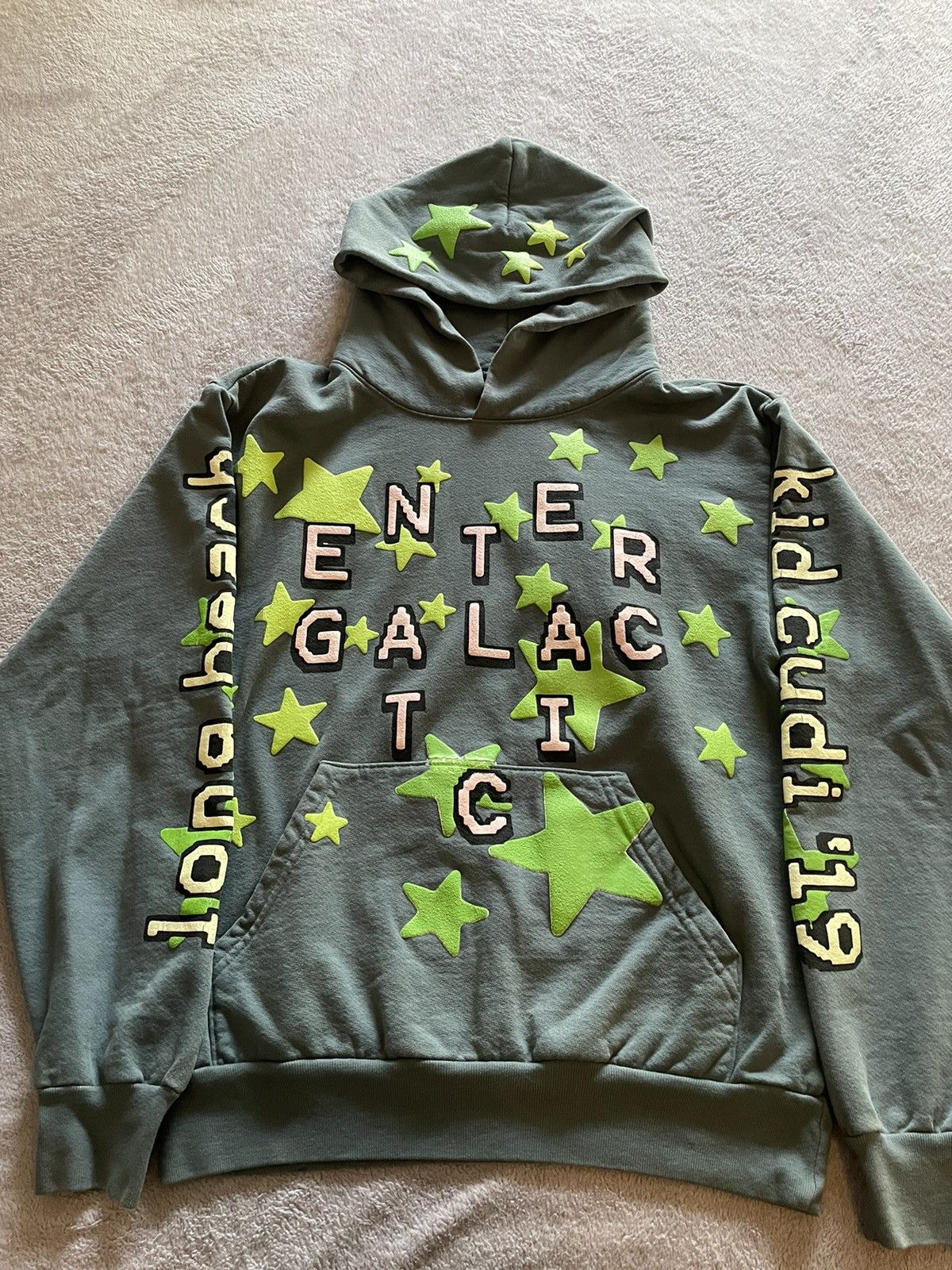 image of Cactus Plant Flea Market x Kid Cudi Entergalactic Hoodie in Blue, Men's (Size Small)